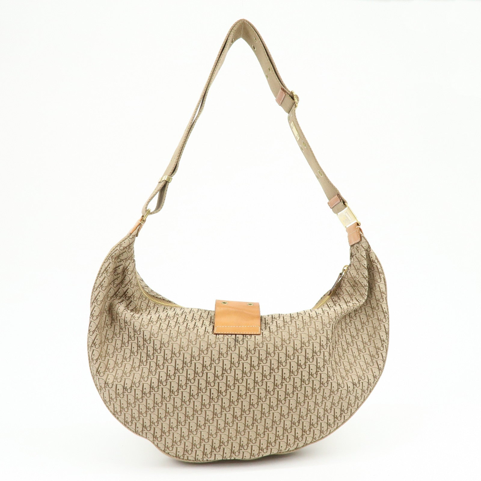 Christian Dior Trotter Canvas Leather Shoulder Crossbody Bag Beige