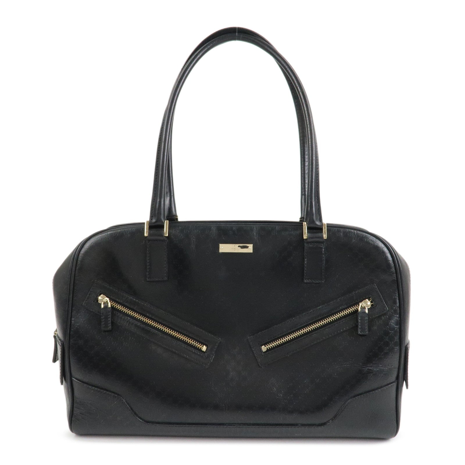 GUCCI Micro Guccissima Leather Hand Bag Black 022.1115