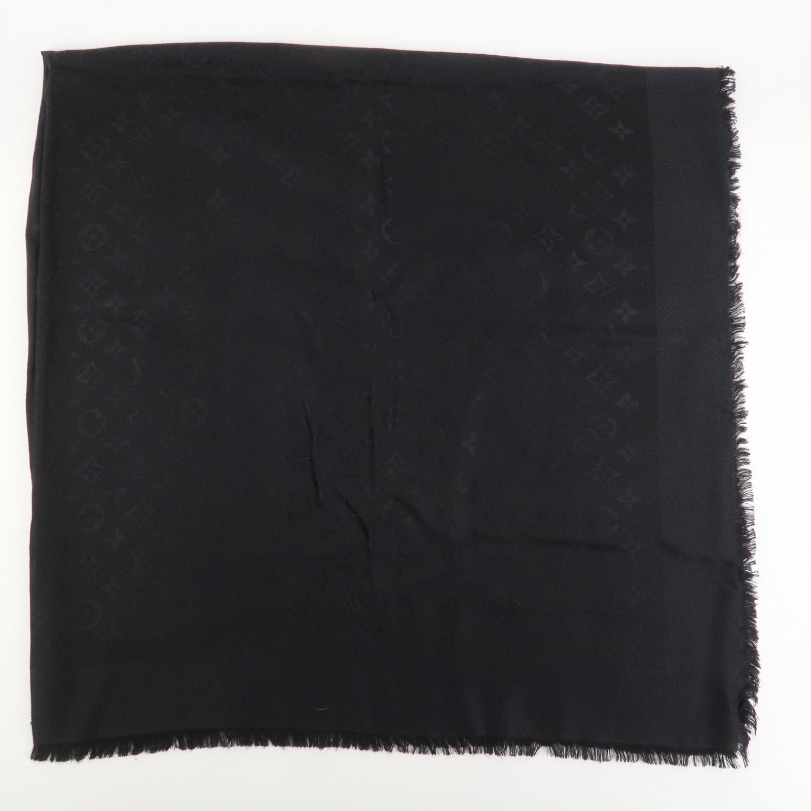 Louis Vuitton Monogram Silk Wool Shawl Anthracite Black M74752