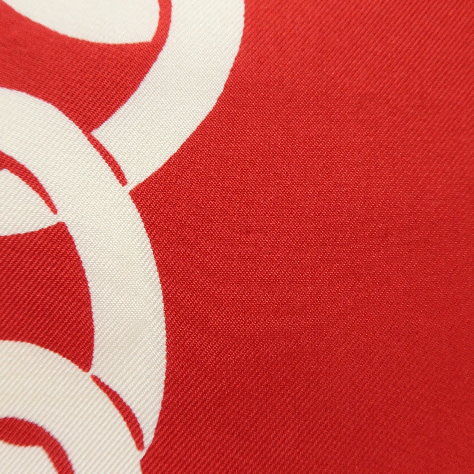 CHANEL Silk 100% Scarf Matelasse Bag Motif Red White