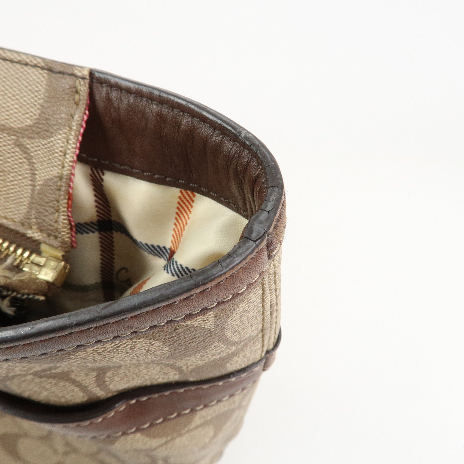 COACH Set of 2  PVC Canvas Leather Shoulder Bag Hand Bag Brown