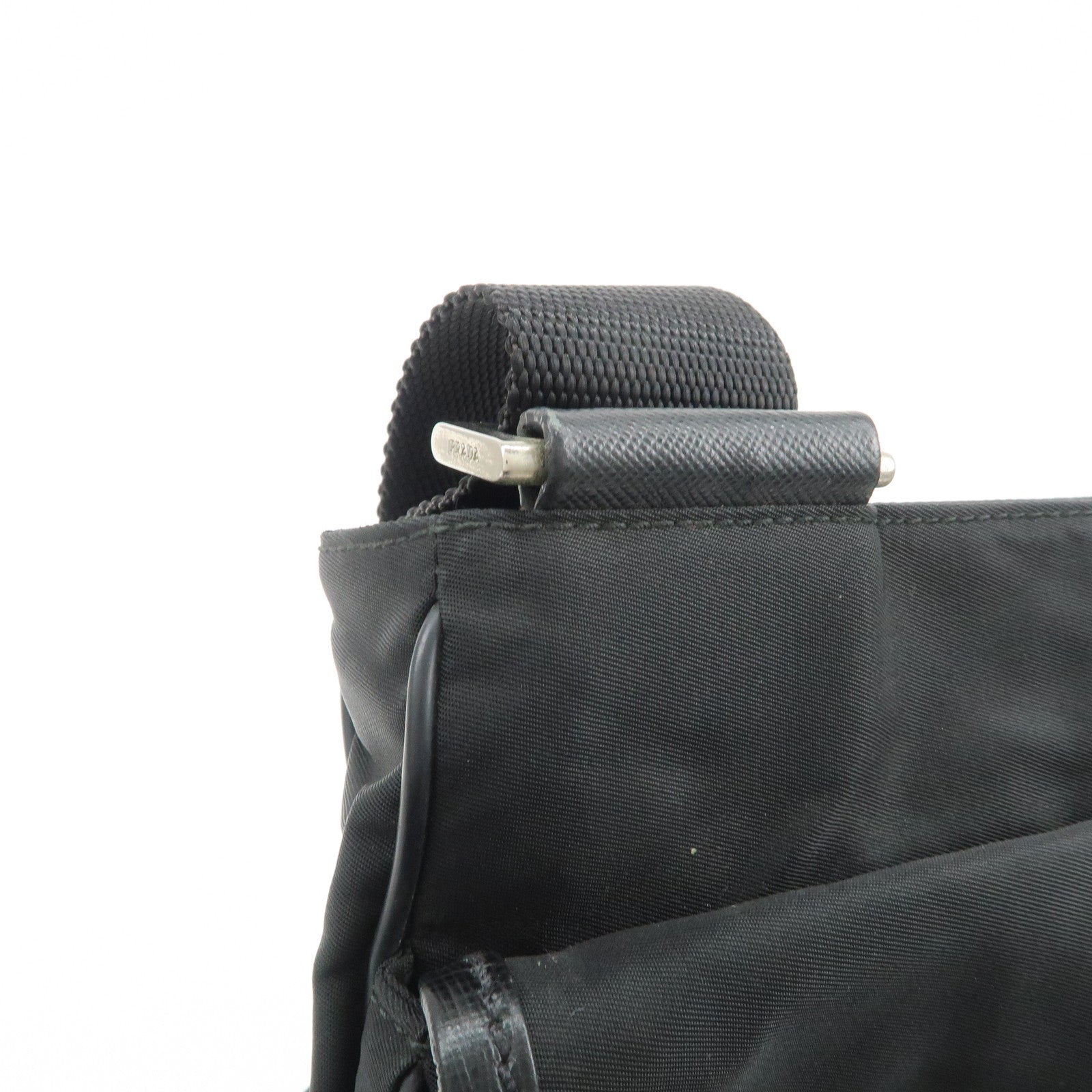PRADA Nylon Saffiano Leather Shoulder Crossbody Bag Black VA0269
