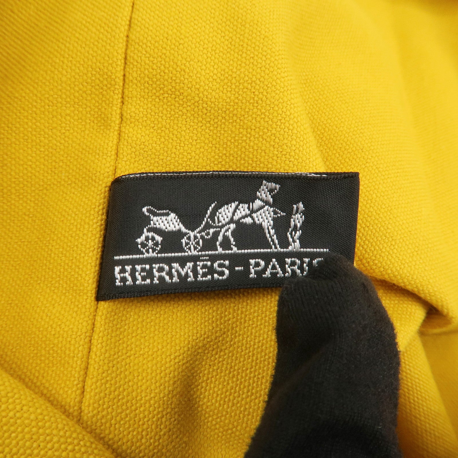 HERMES Porochon Mimil GM Canvas Leather Drawstring Backpack Yellow