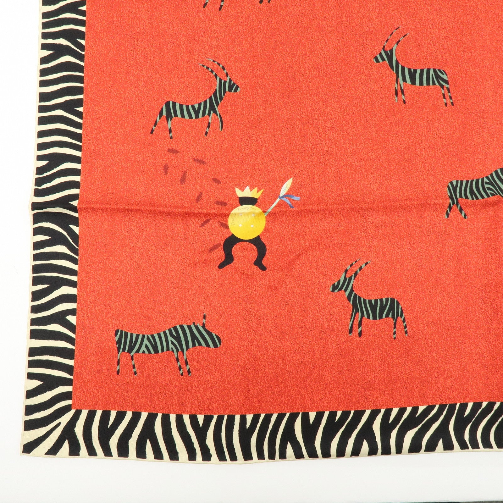 BVLGARI Silk 100% Scarf Zebra Print Red Black