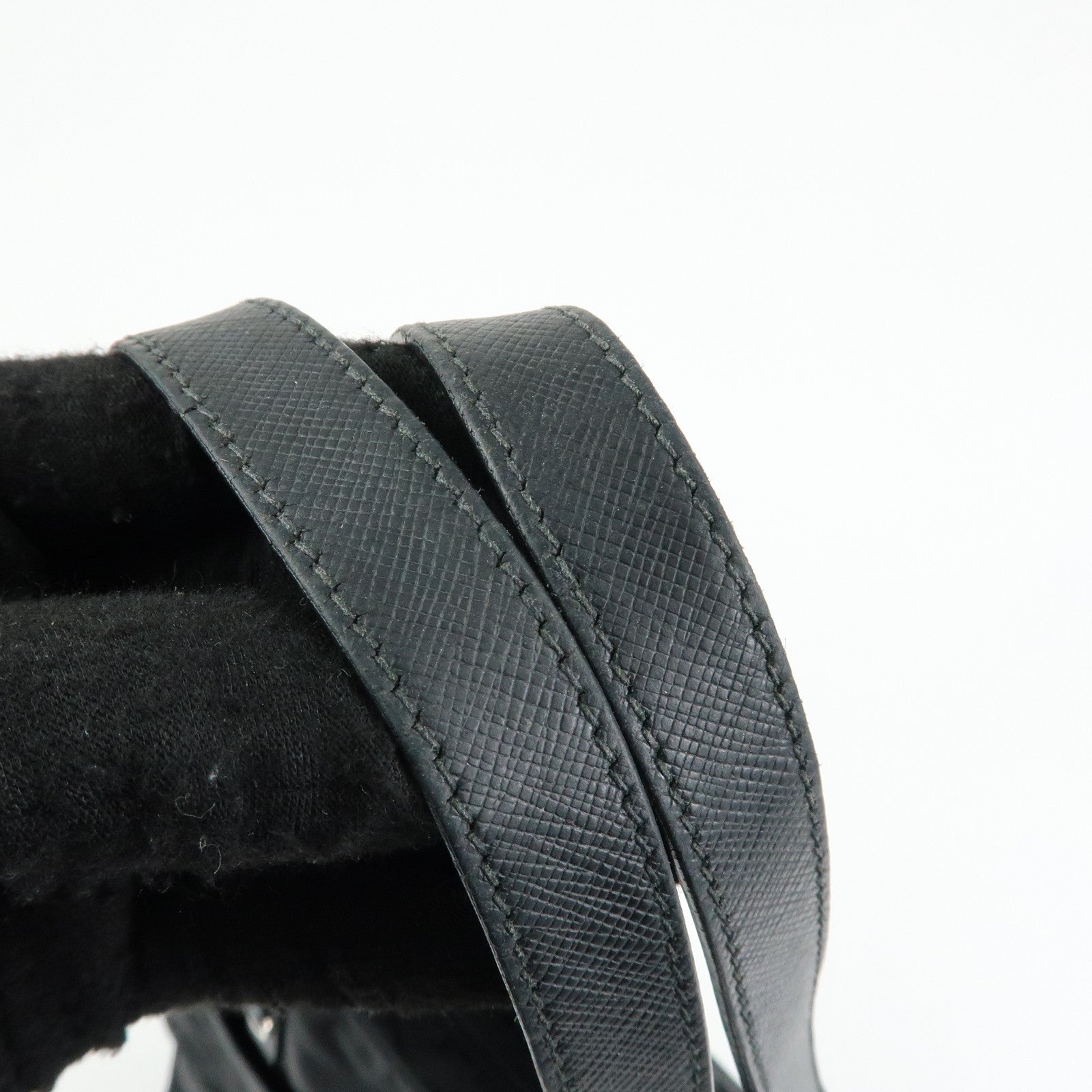 PRADA Triangle Logo Nylon Leather Tote Bag Shoulder Bag Black