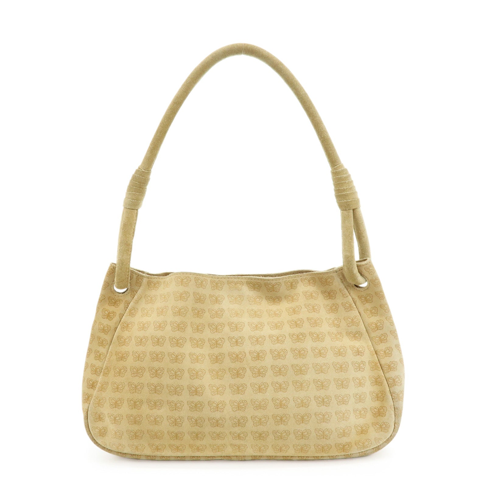 BOTTEGA VENETA Suede Butterfly Shoulder Bag Hand Bag Beige
