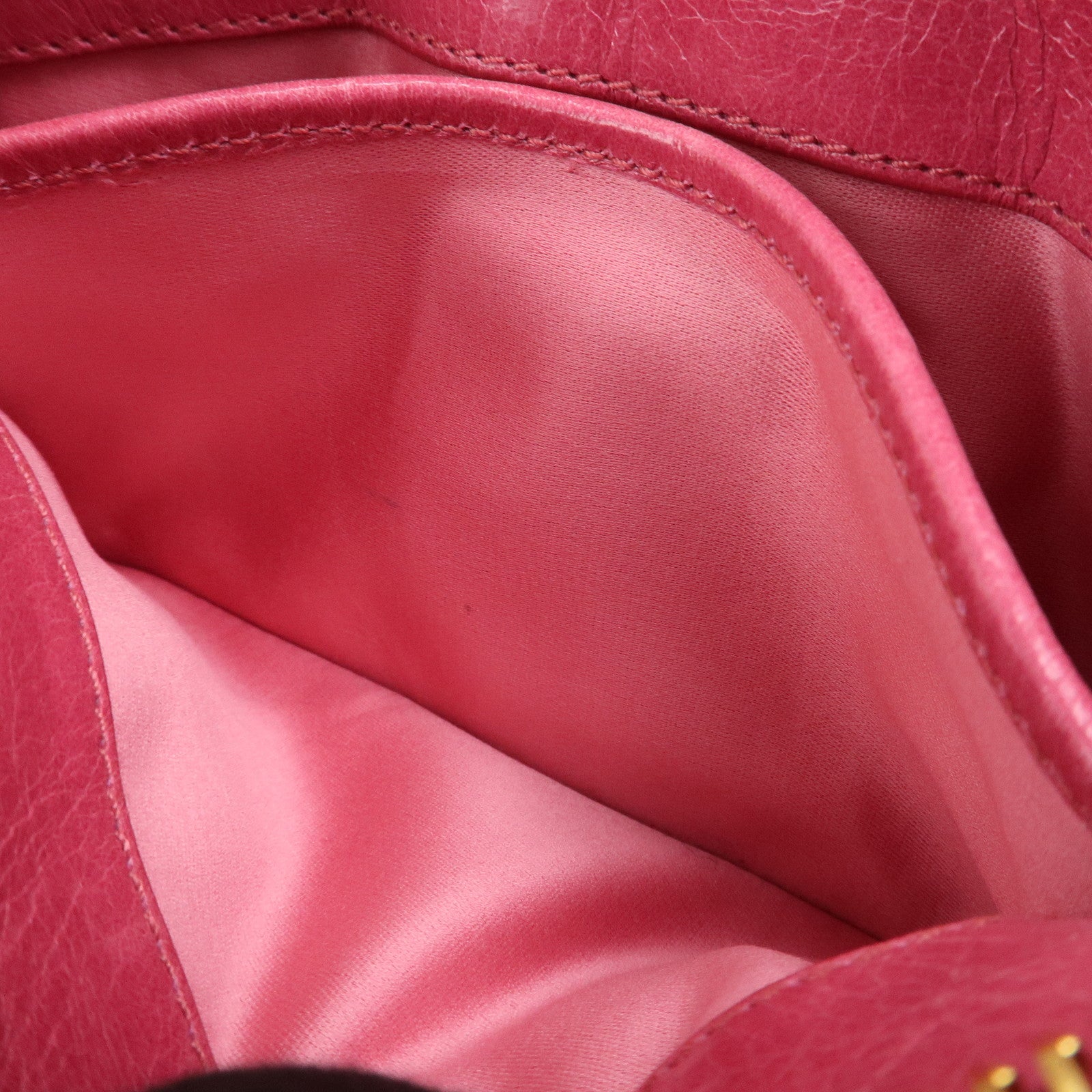 MIU MIU Logo Leather Clutch Bag Pouch Pink 5NE455