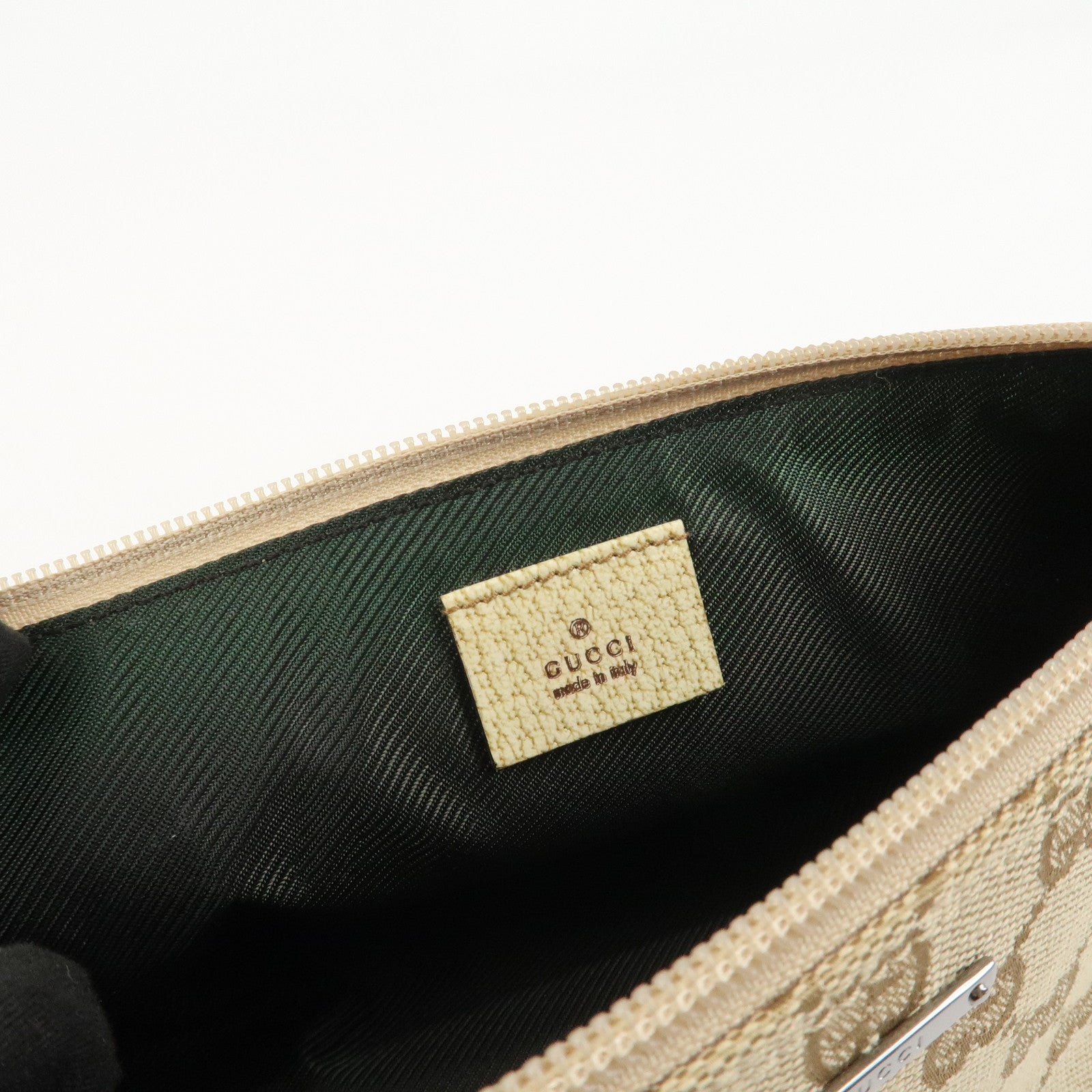 GUCCI Boat Bag GG Canvas Leather Hand Bag Beige 07198