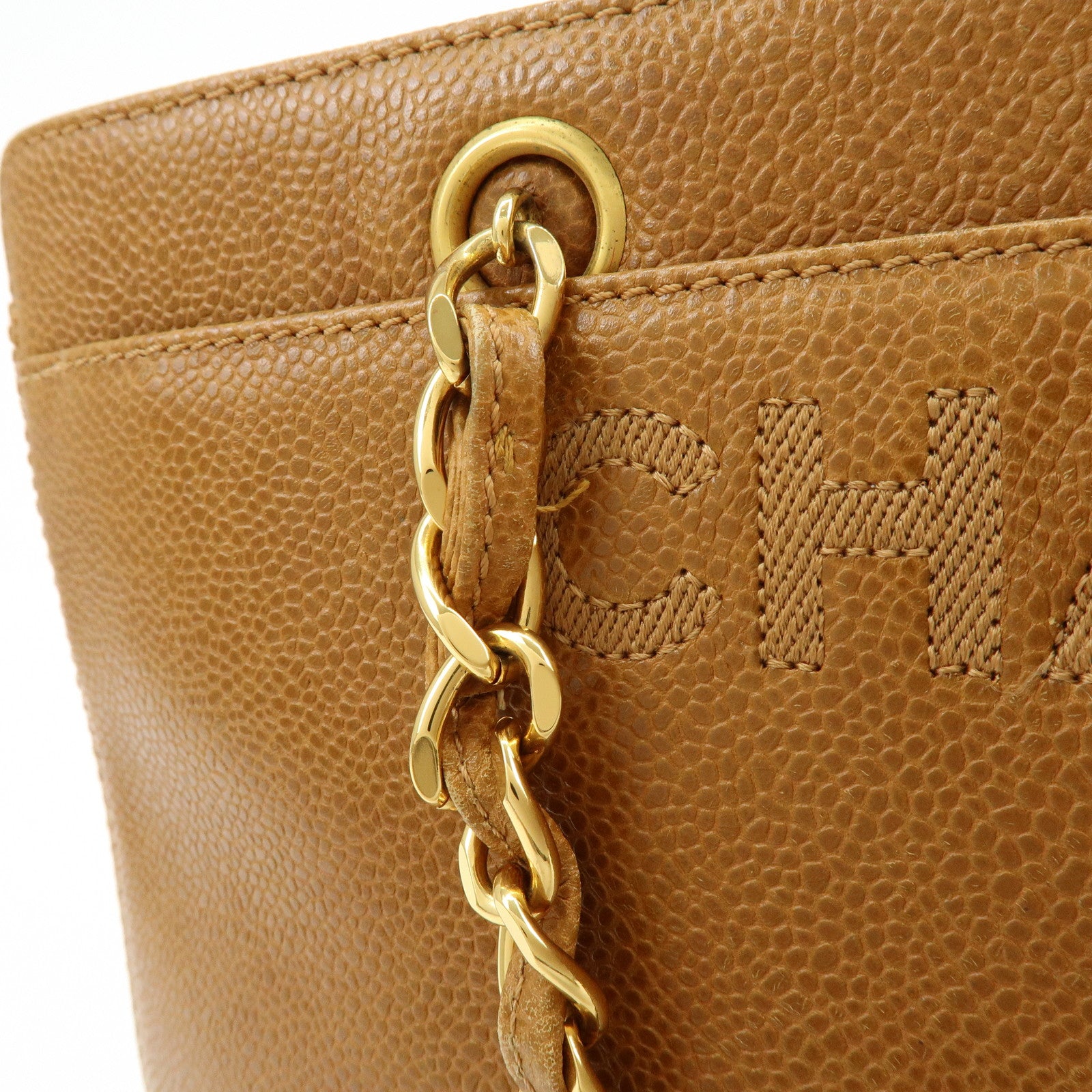 CHANEL Caviarskin Tote Bag Hand Bag Brown A08913