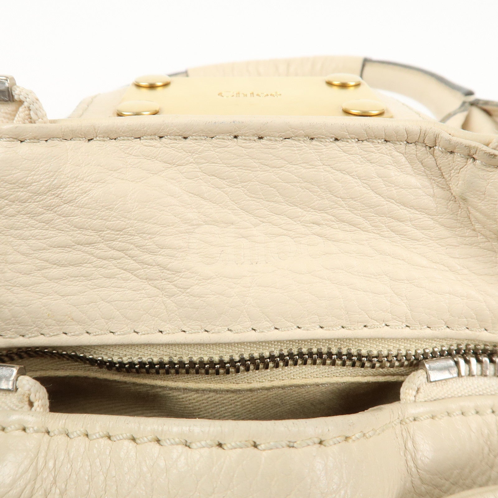 Chloe Paddington Leather Medium Hand Bag Shoulder Bag Ivory Used