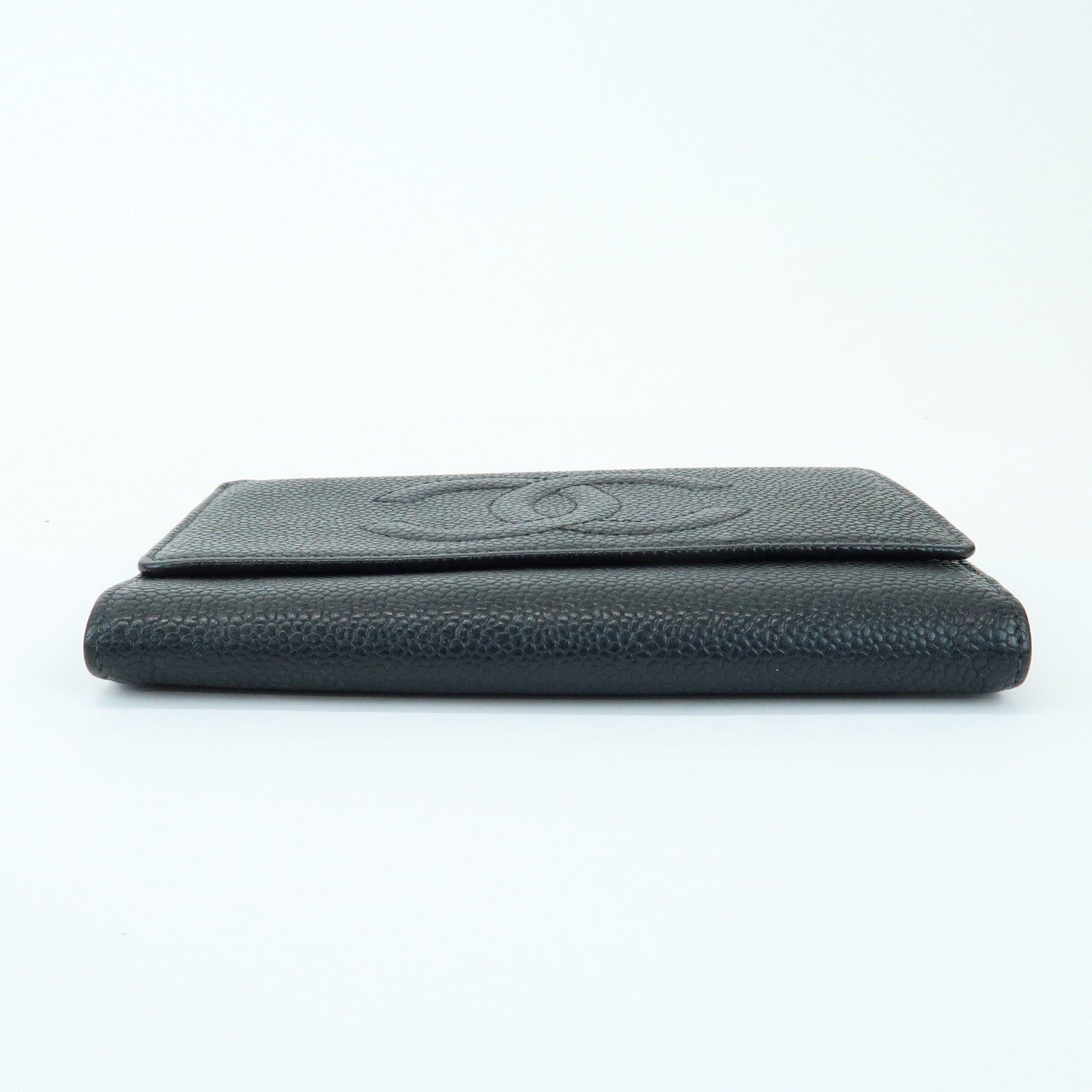 CHANEL COCO Mark Caviarskin Compact Wallet Flap Wallet Black