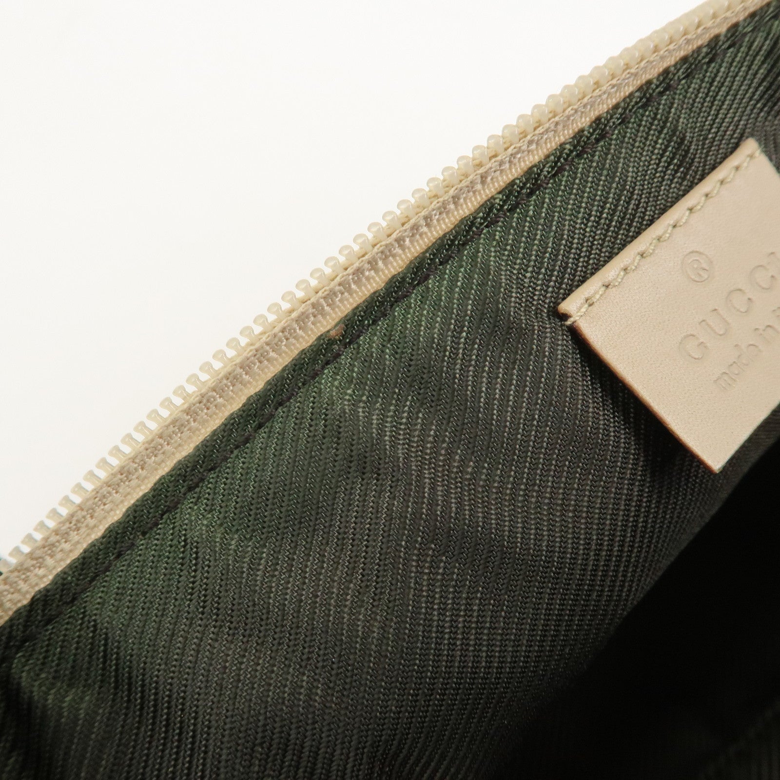 GUCCI Boat Bag GG Canvas Leather Hand Bag Pouch Beige 07198