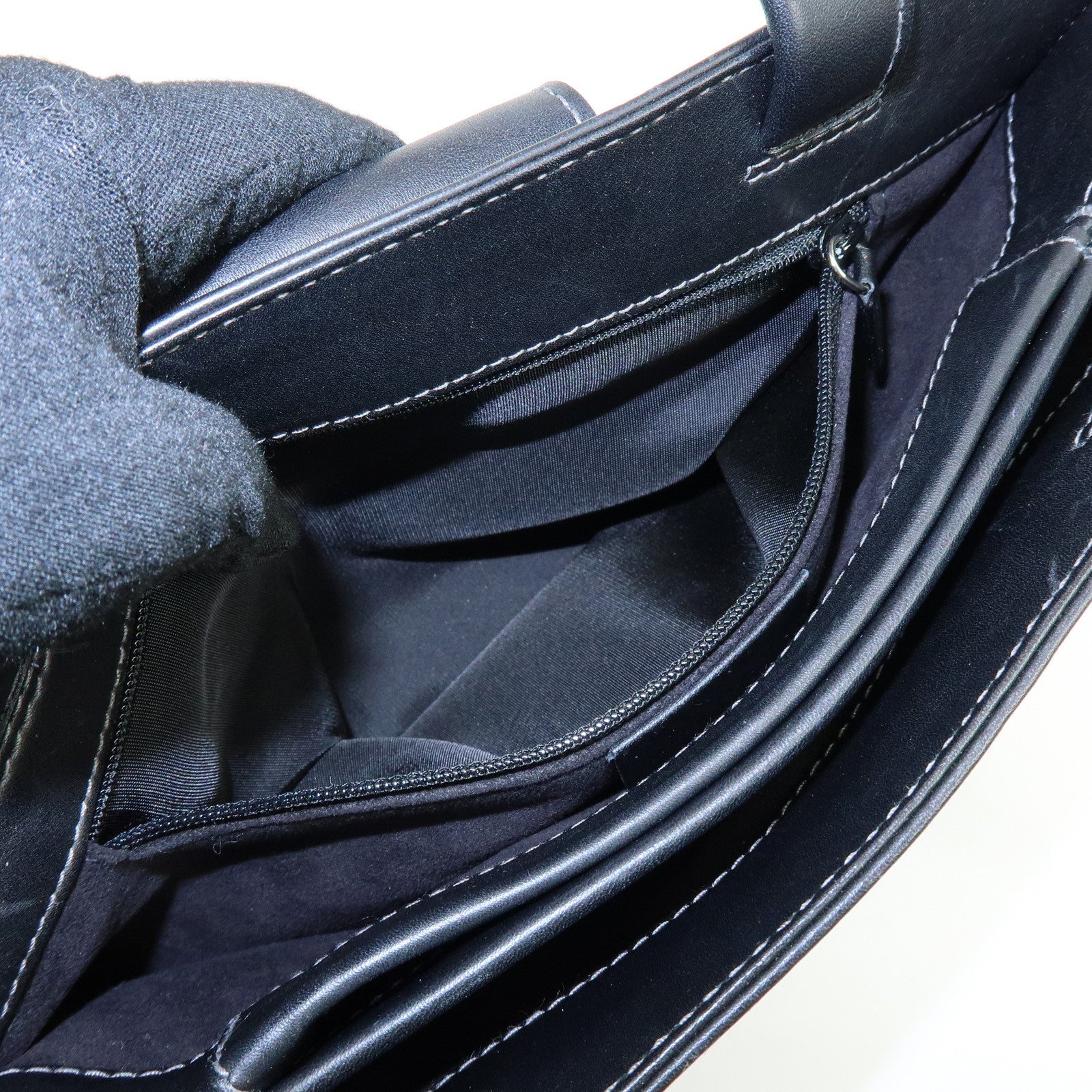 BVLGARI Logo Leather Shoulder Bag Hand Bag Black