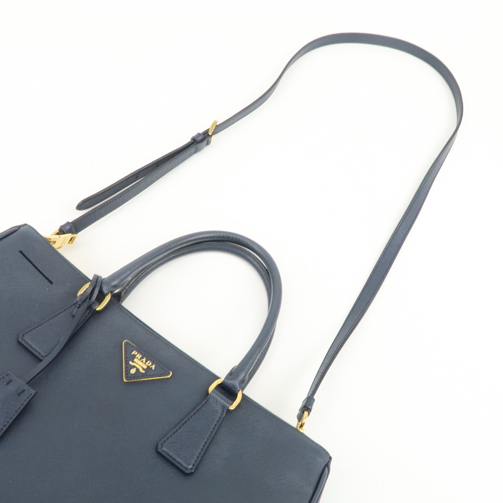 PRADA Galleria Saffiano Leather 2Way Bag Hand Bag Navy BN2274