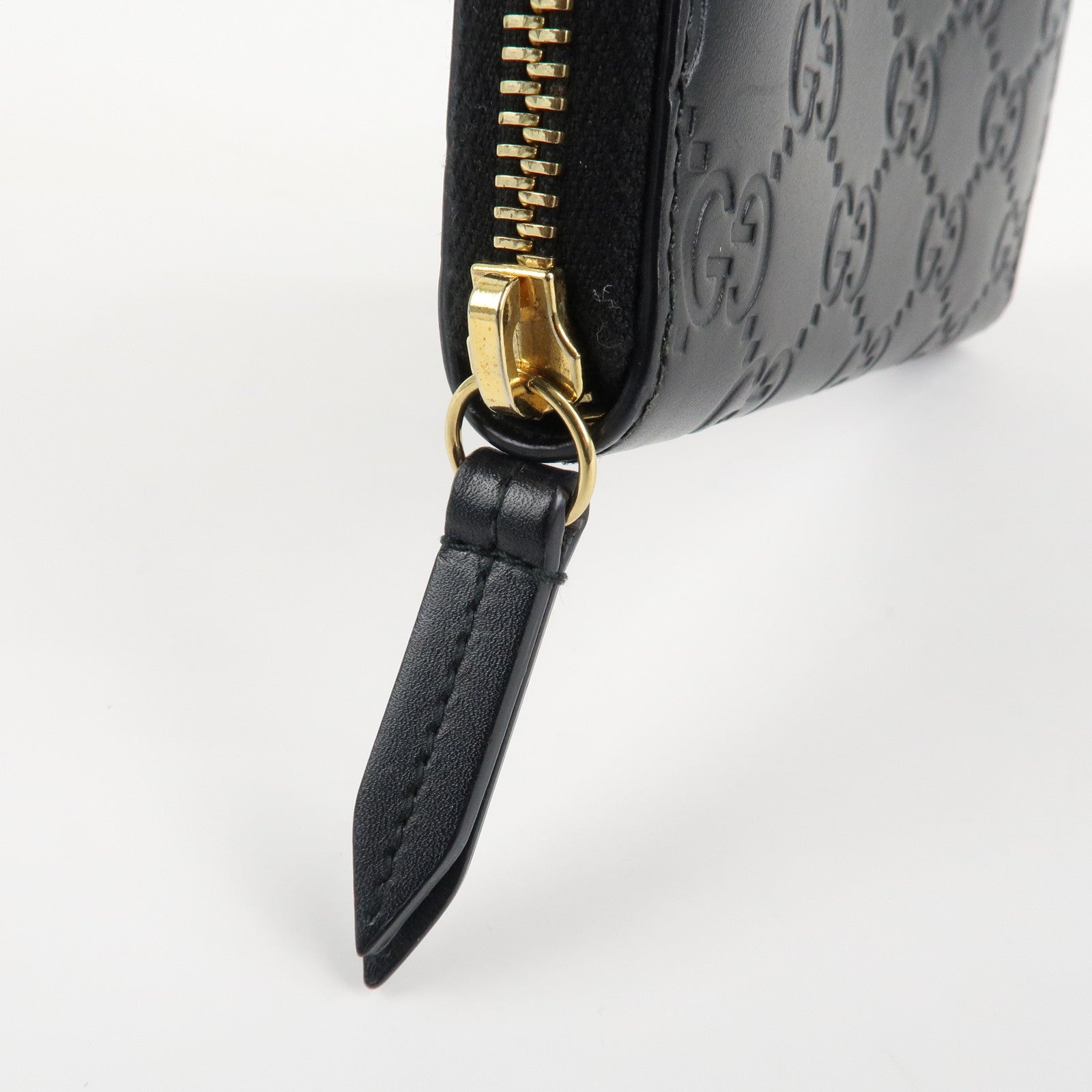 GUCCI Guccissima Leather Card Case Card Holder Black 447939 Used