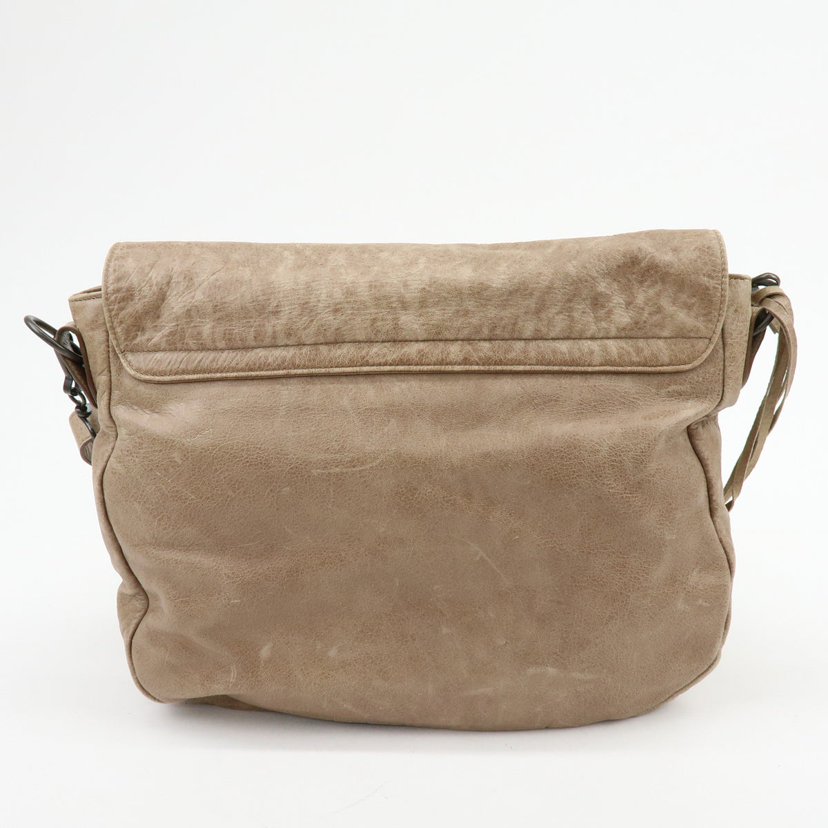 BALENCIAGA The Folk Leather Shoulder Bag Messenger Bag Brown 246432