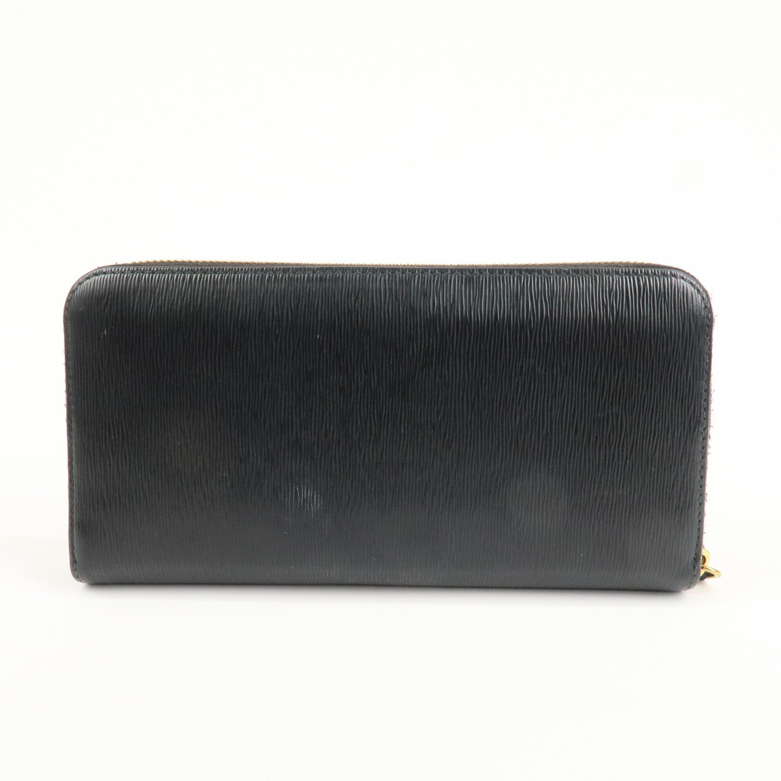 PRADA Vitello Move Leather Round Zippy Wallet Black 1ML506 Used