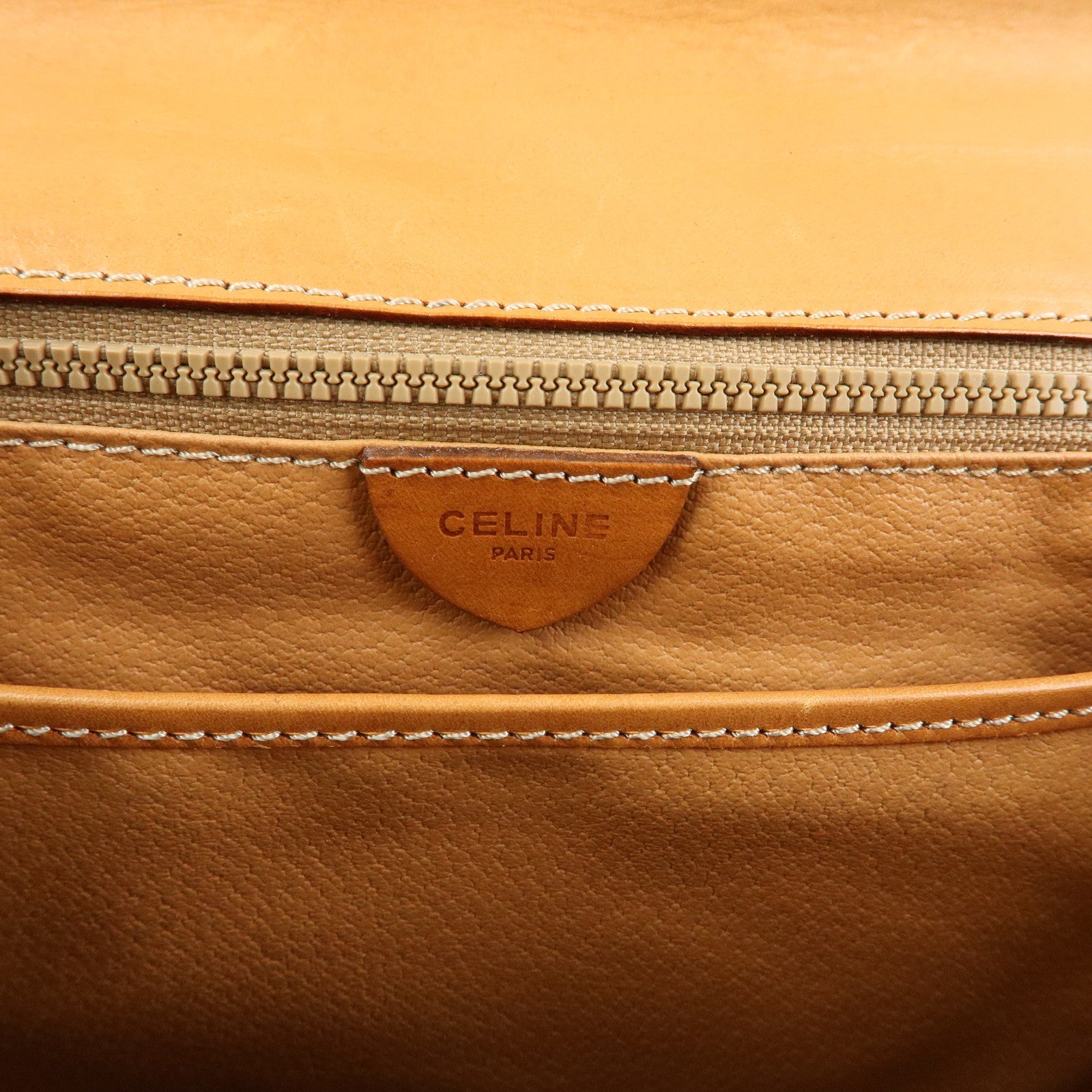 CELINE Macadam PVC Leather Hand Bag Top Handle Flap Bag Brown