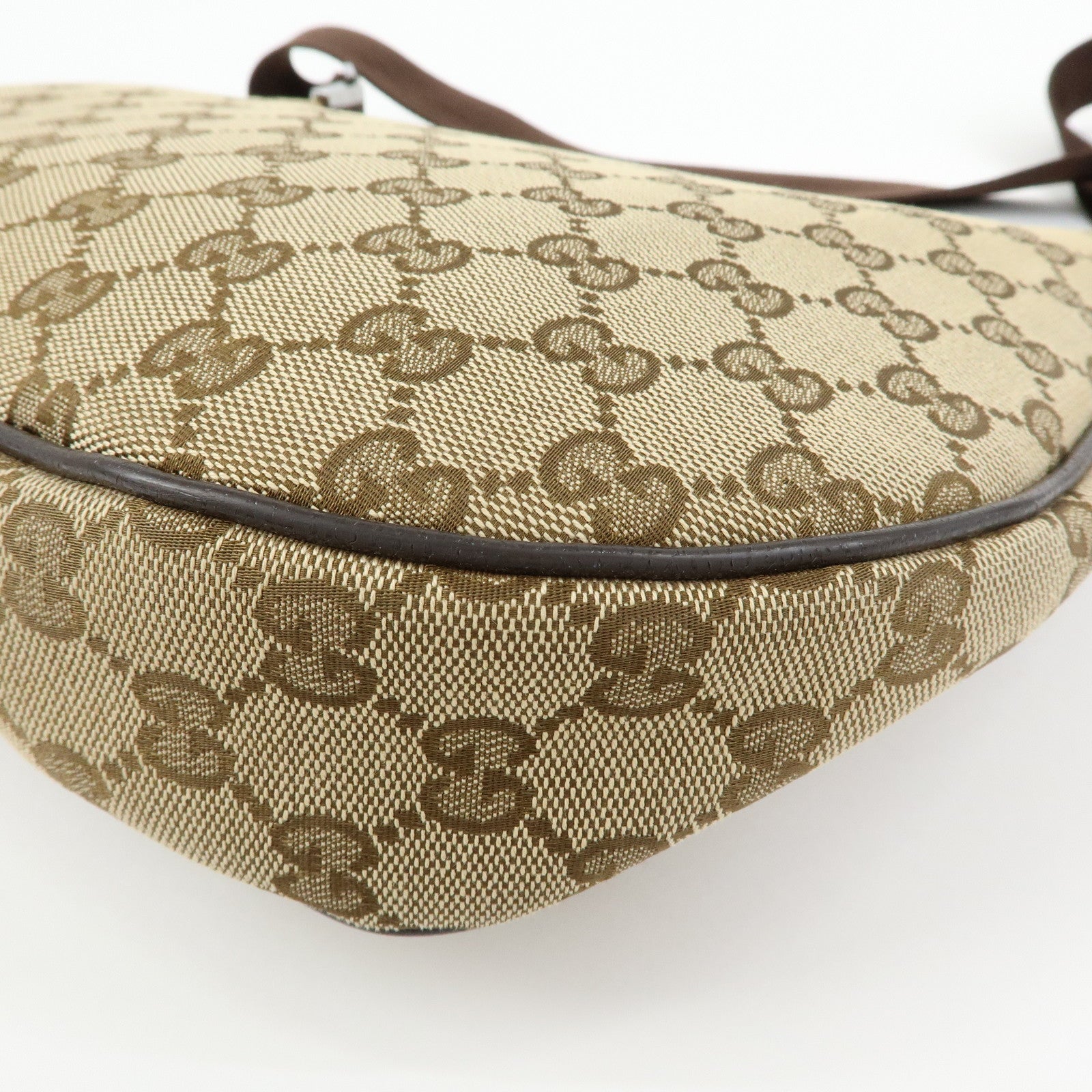 GUCCI GG Canvas Leather Shoulder Bag Crossbody Bag Beige 122790