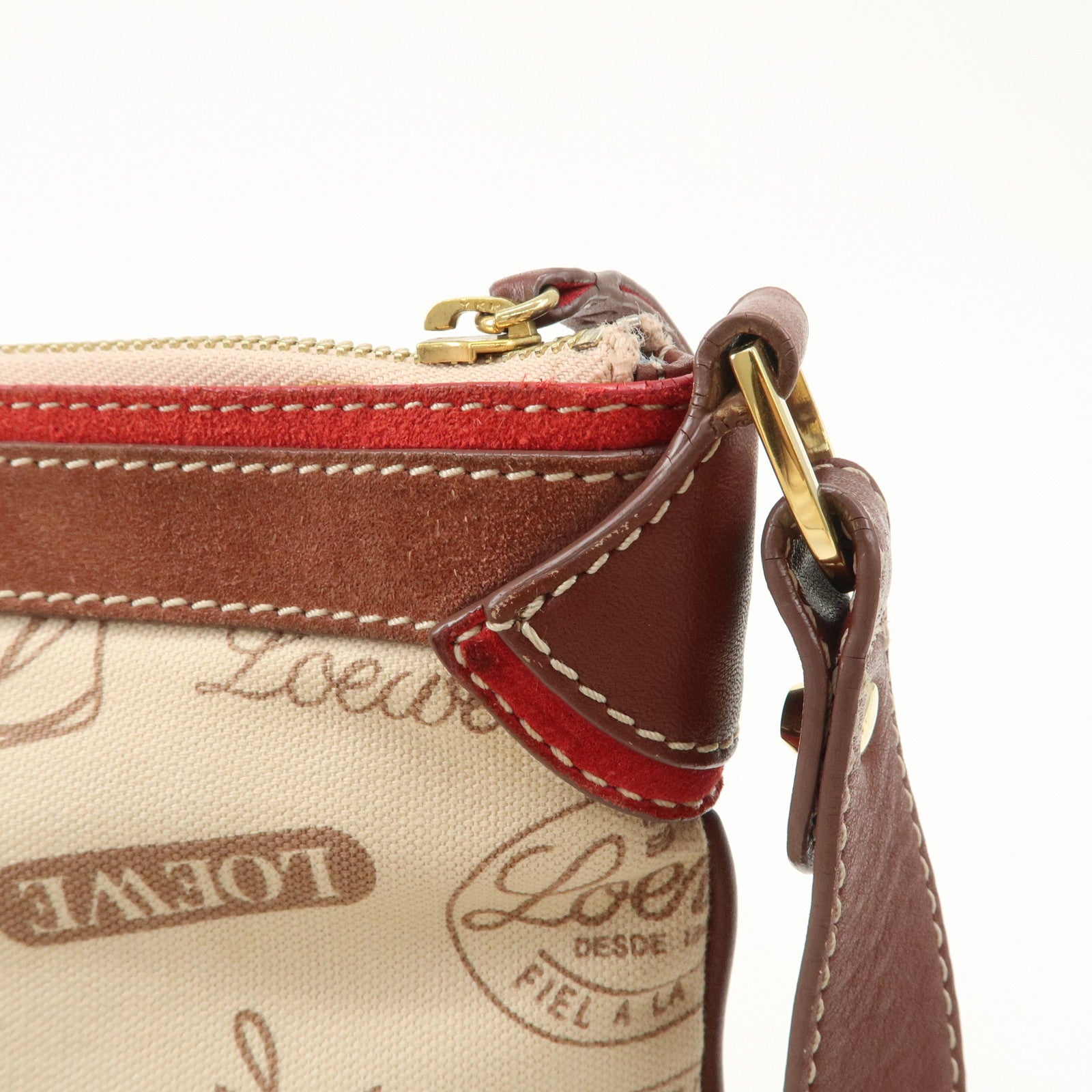 LOEWE Anagram Canvas Suede Leather Shoulder Bag 160th Anniverssary Used