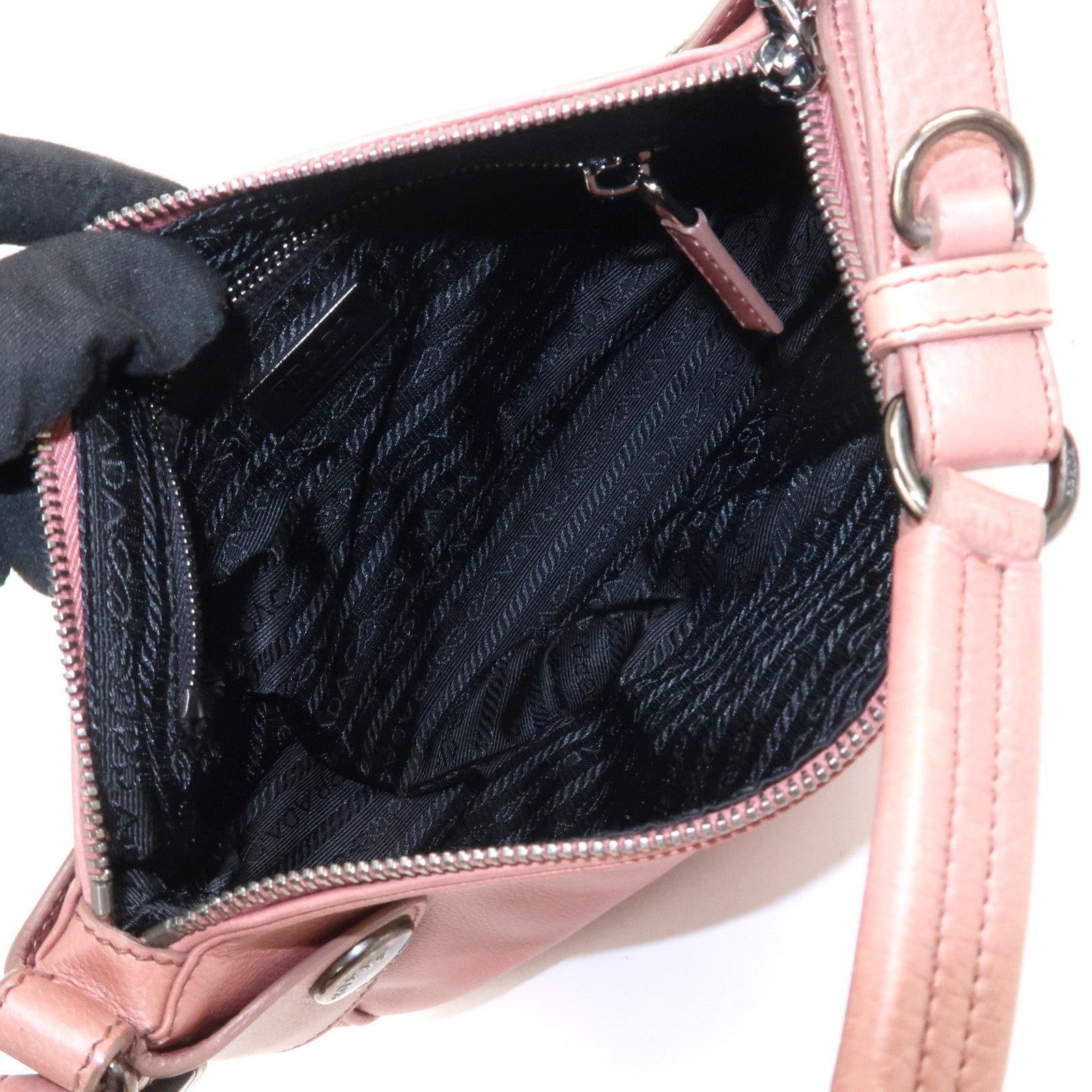 PRADA Leather Shoulder Bag Hand Bag Pink