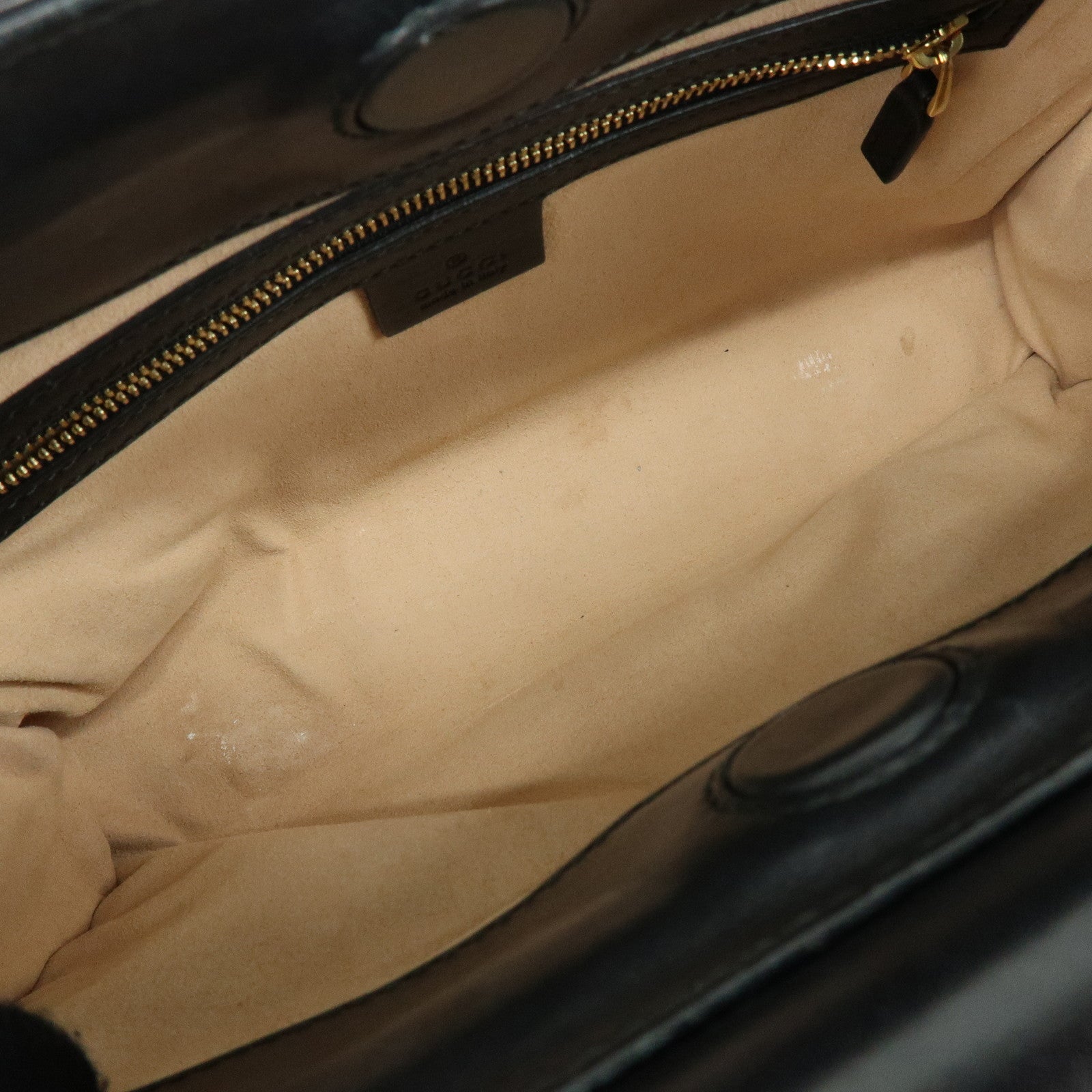 GUCCI Sherry Nymphaea Bamboo Leather 2Way Bag Black 459076