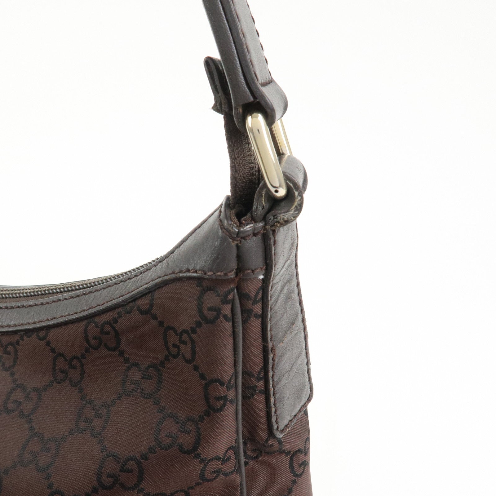 GUCCI GG Monogram Nylon Shoulder Bag Hand Bag Brown 264219