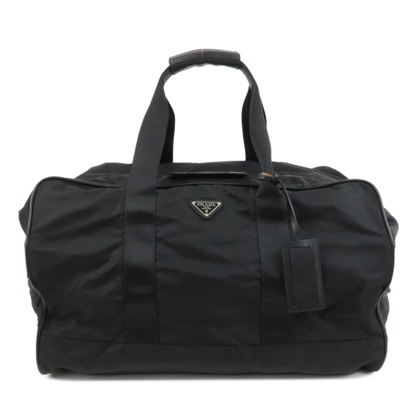PRADA Nylon Saffiano Leather 2WAY Bag Boston Bag Black VS001S