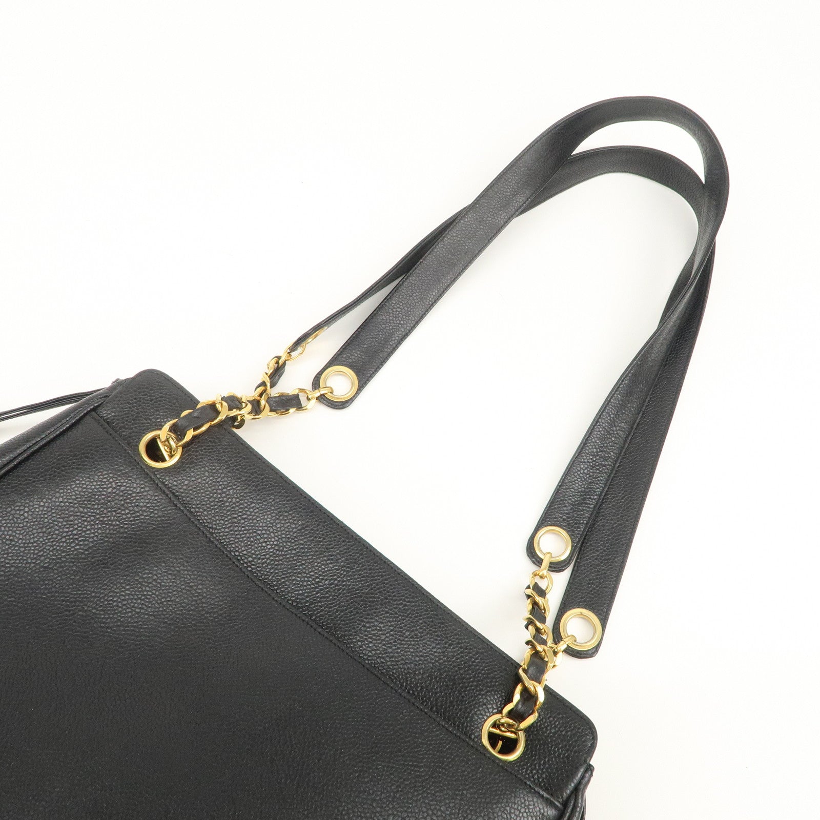 CHANEL Triple COCO Mark Caviarskin Shoulder Bag Tote Bag Black