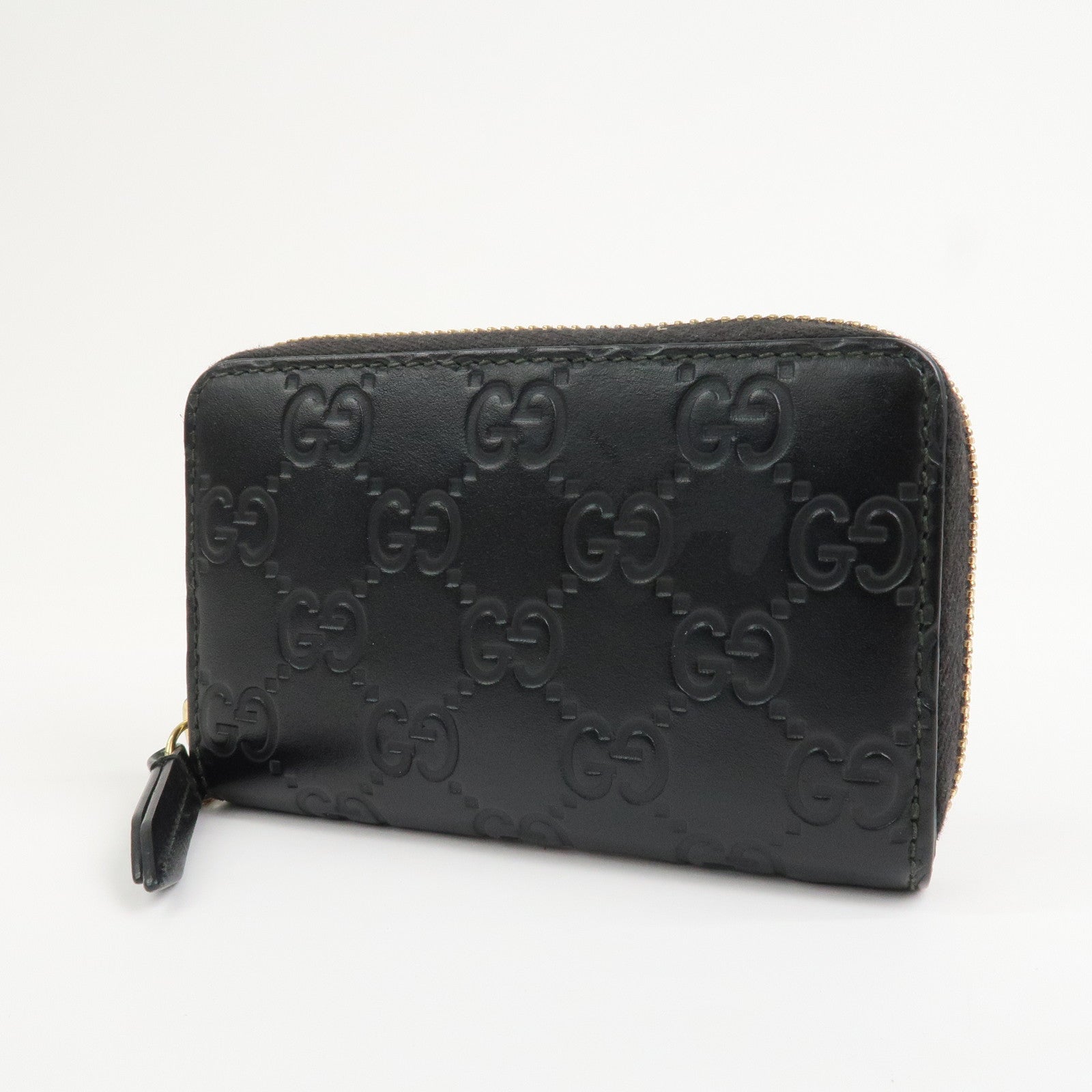 GUCCI Guccissima Leather Card Case Card Holder Black 447939