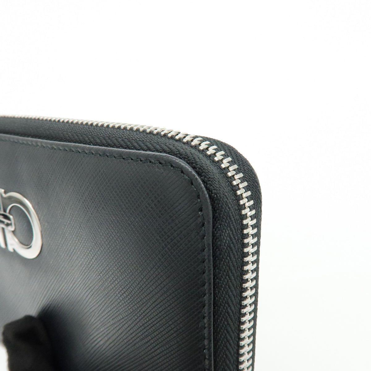 Ferragamo Ganchini Leather Long Wallet Black
