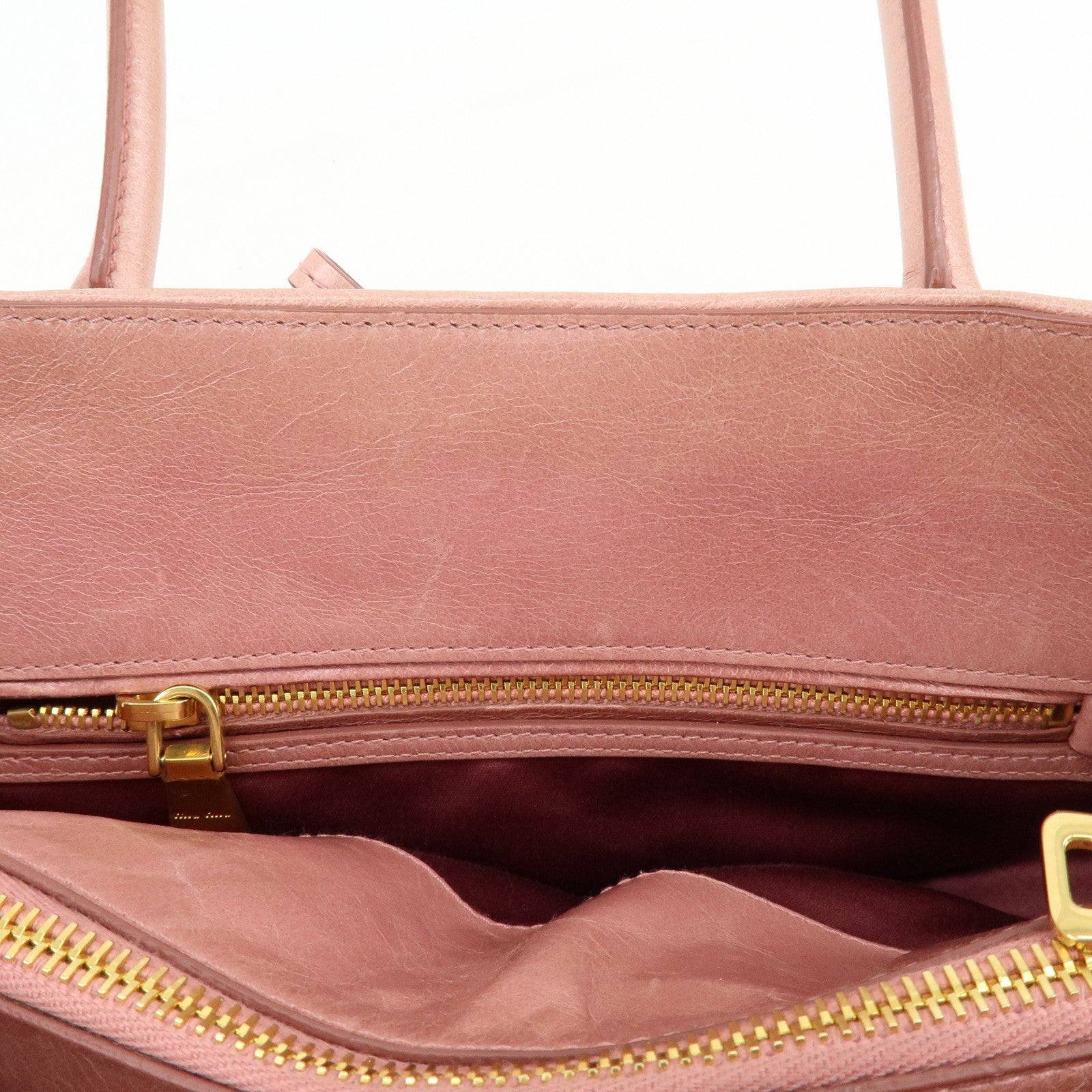 MIU MIU Leather Ribbon 2Way Bag Hand Bag Shoulder Bag Pink