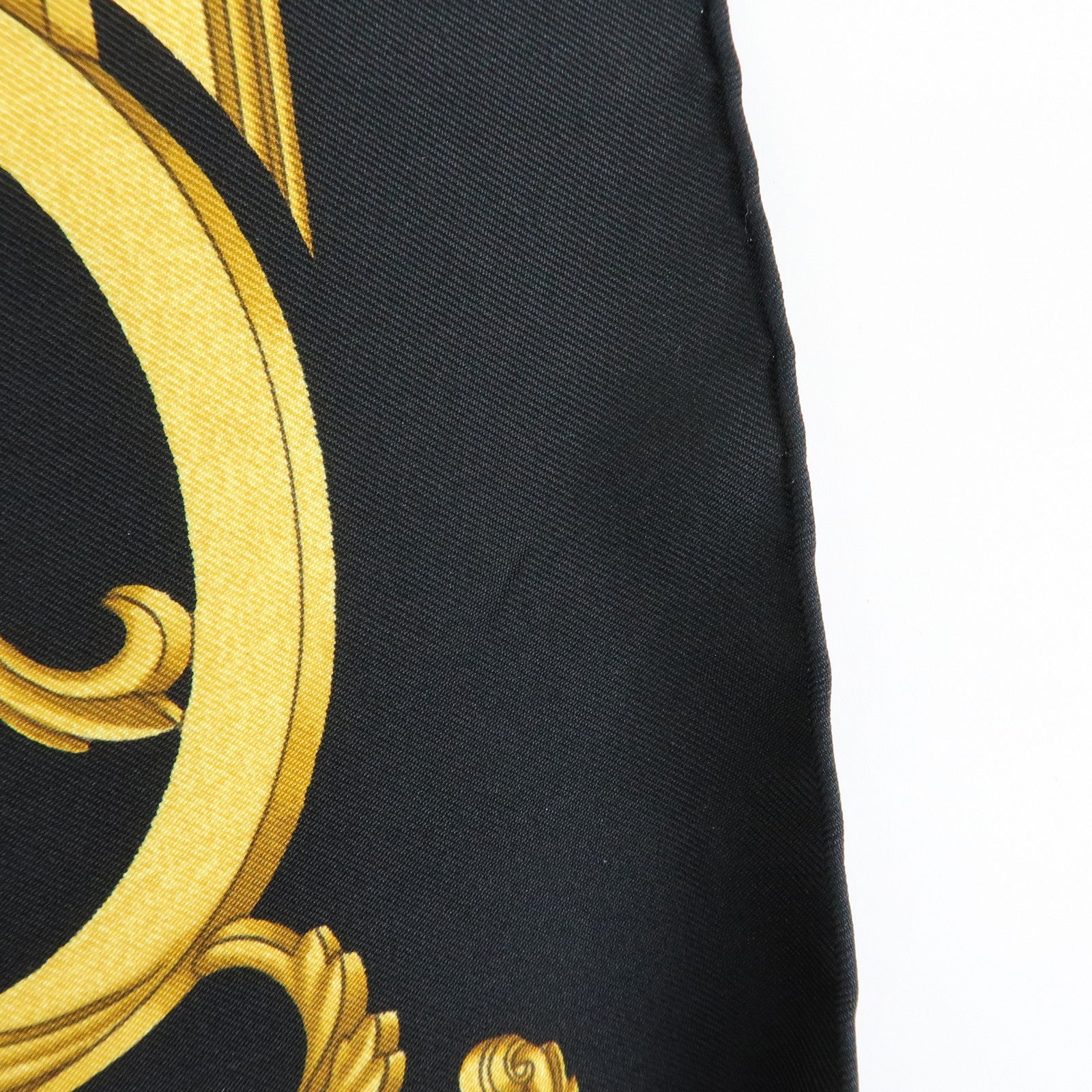 HERMES Carre 90 Silk 100% Scarf LES TUILERIES Black Gold