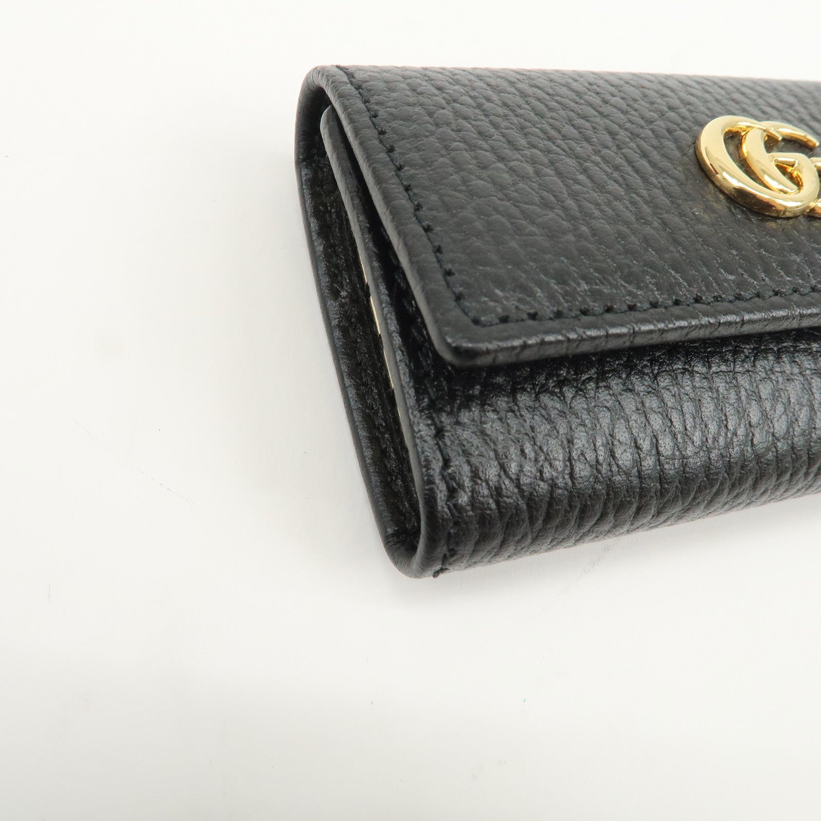 GUCCI GG Marmont Calf Leather 6 Rings Key Case Black 456118