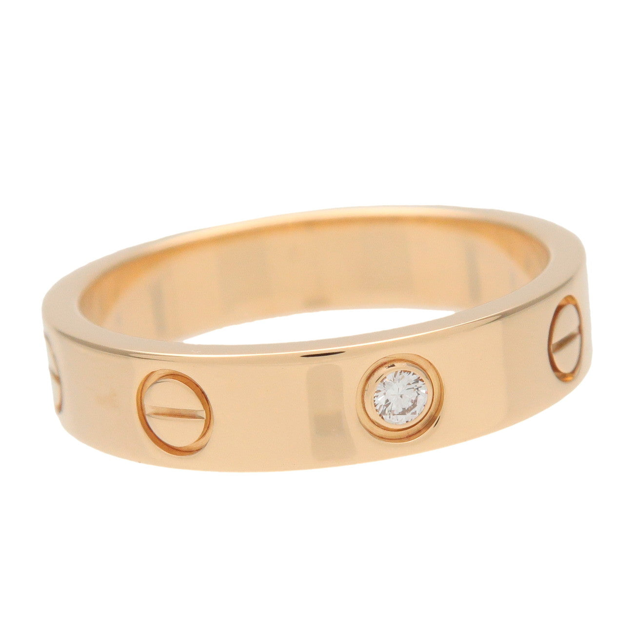 Cartier Mini Love 1P Diamond Ring K18 750YG Yellow Gold #51 US5.75
