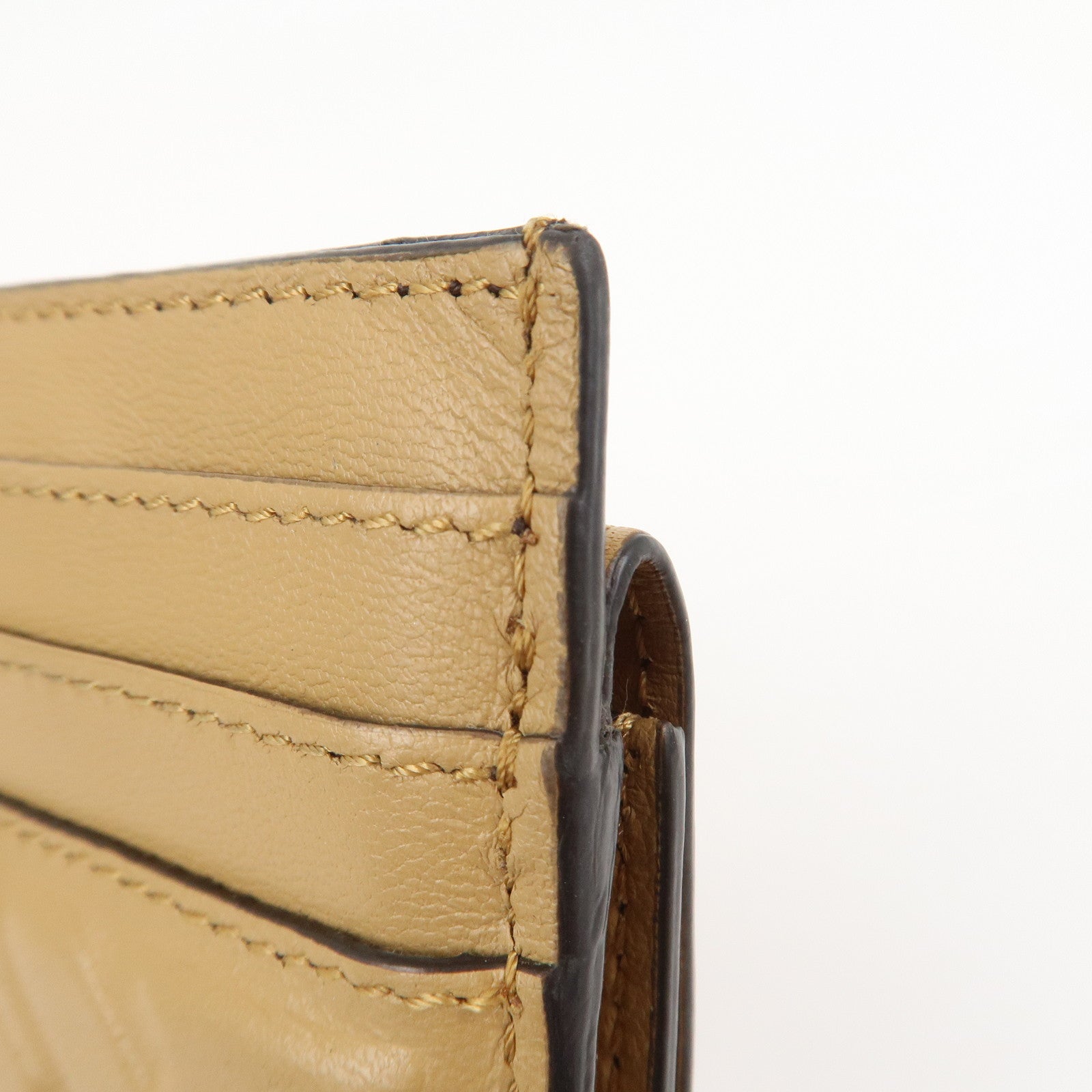 FENDI Zucca Baguette Leather Card Case Light Brown