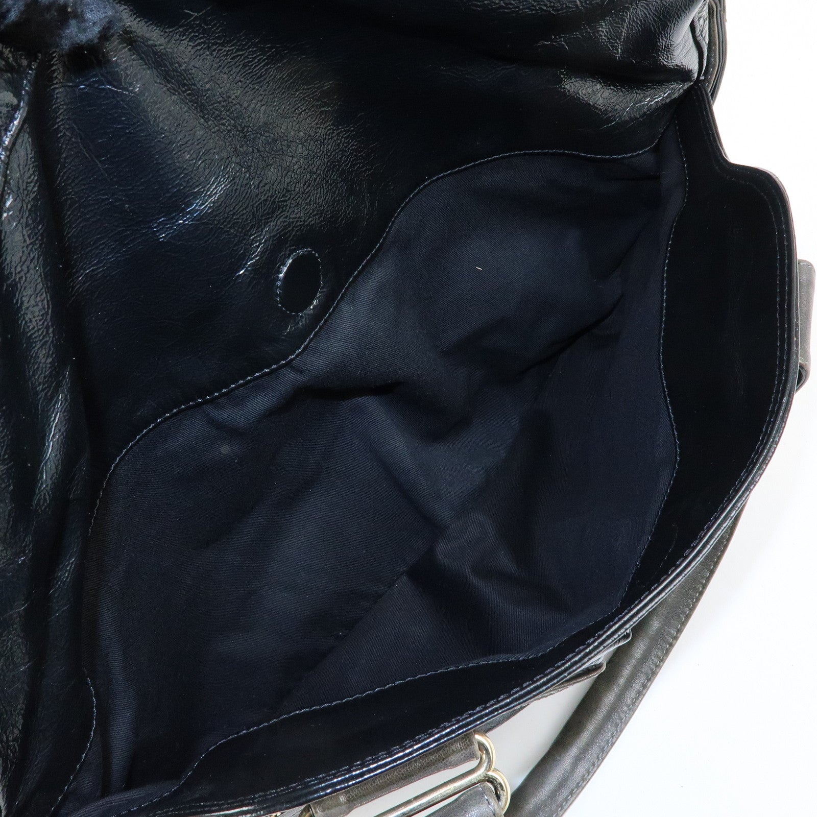 Chloe See by Chloe Leather Boston Bag Hand Bag Metalic Black