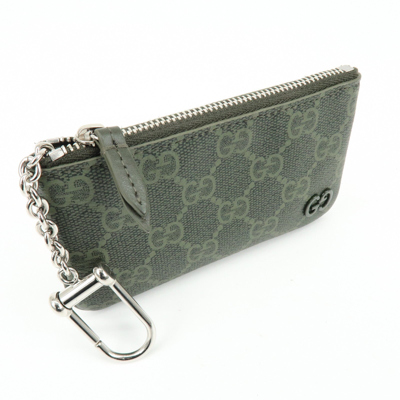GUCCI Trim GG Supreme PVC Coin Case Card Case Khaki