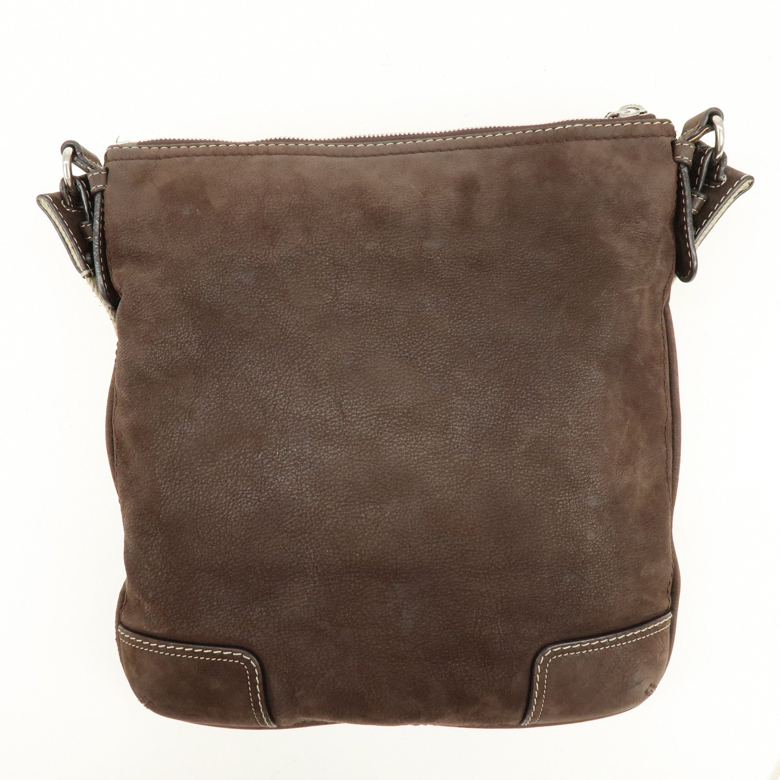 LOEWE Anagram Leather Canvas Shoulder Bag Crossbody Bag Brown Beige