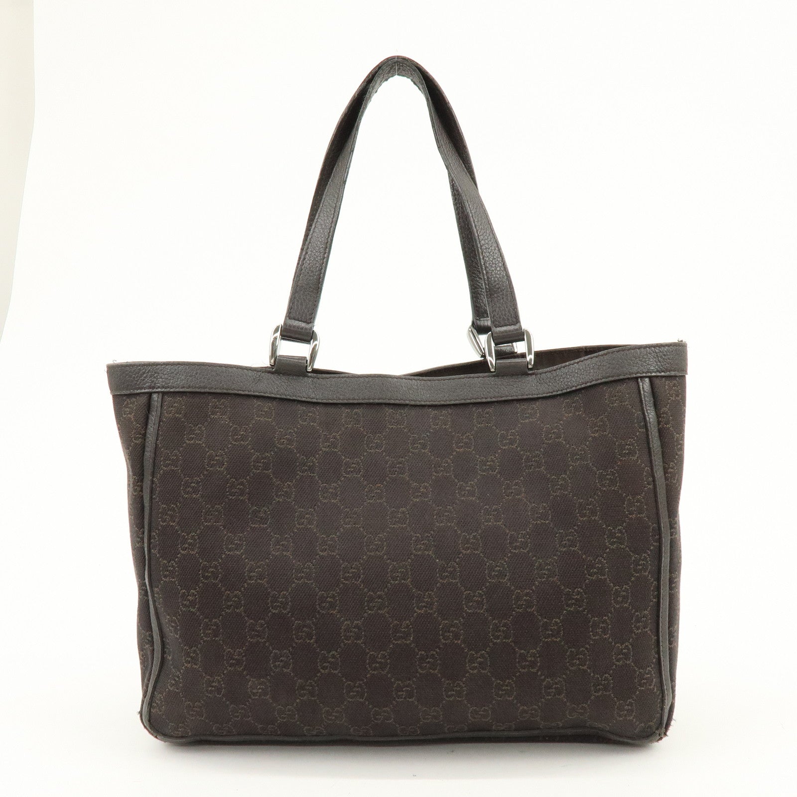 GUCCI Abbey GG Canvas Leather Tote Bag Hand Bag Brown 268639