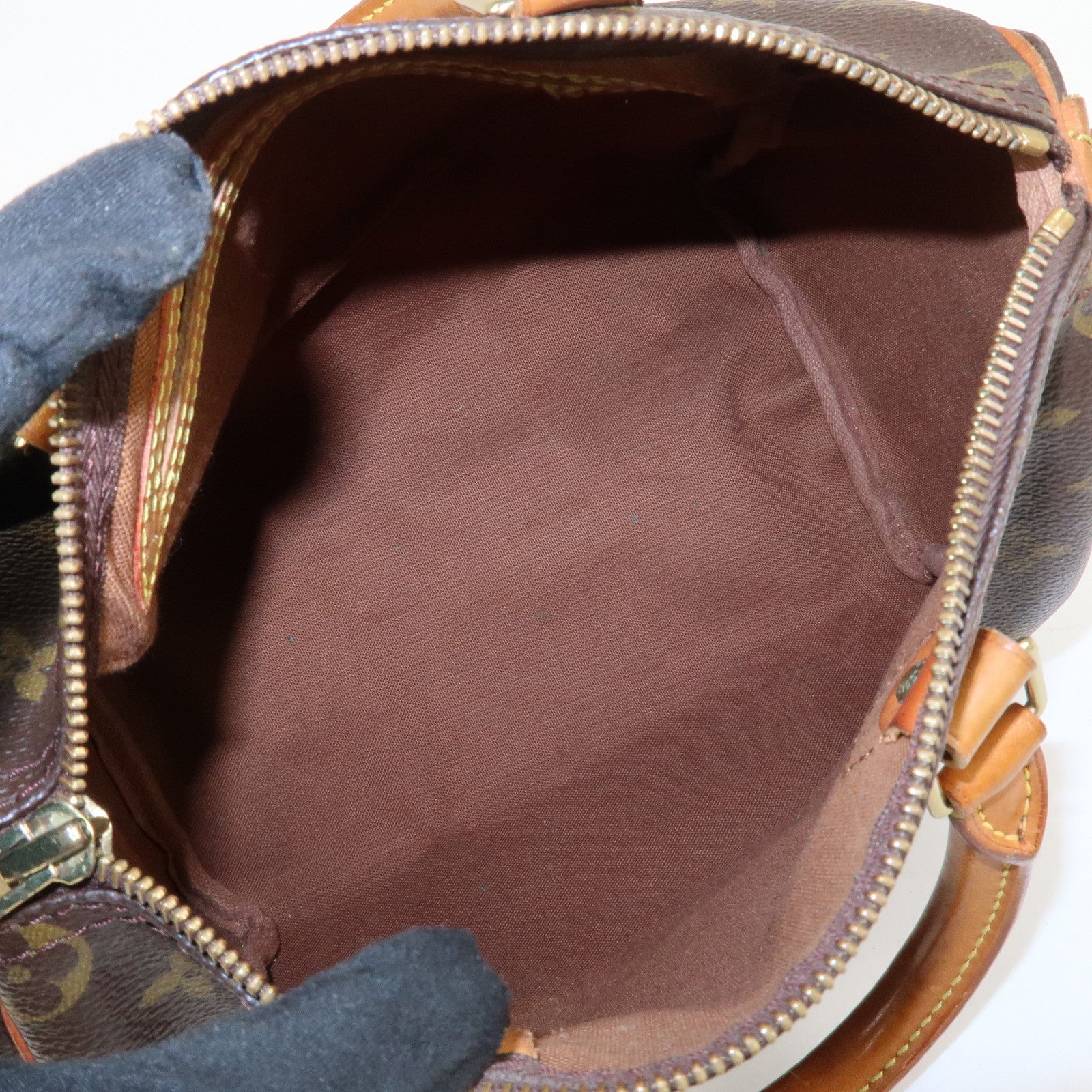 Louis Vuitton Monogram Canvas Leather Speedy 25 Boston Bag M41528