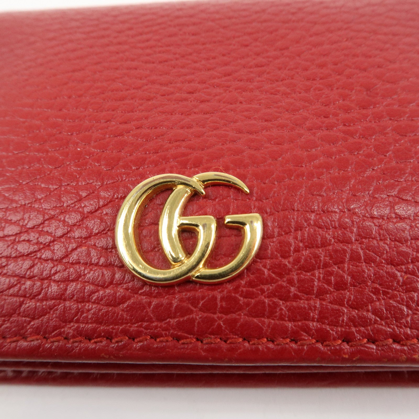 GUCCI GG Marmont Leather Bi-Fold Wallet Red 456126 Used