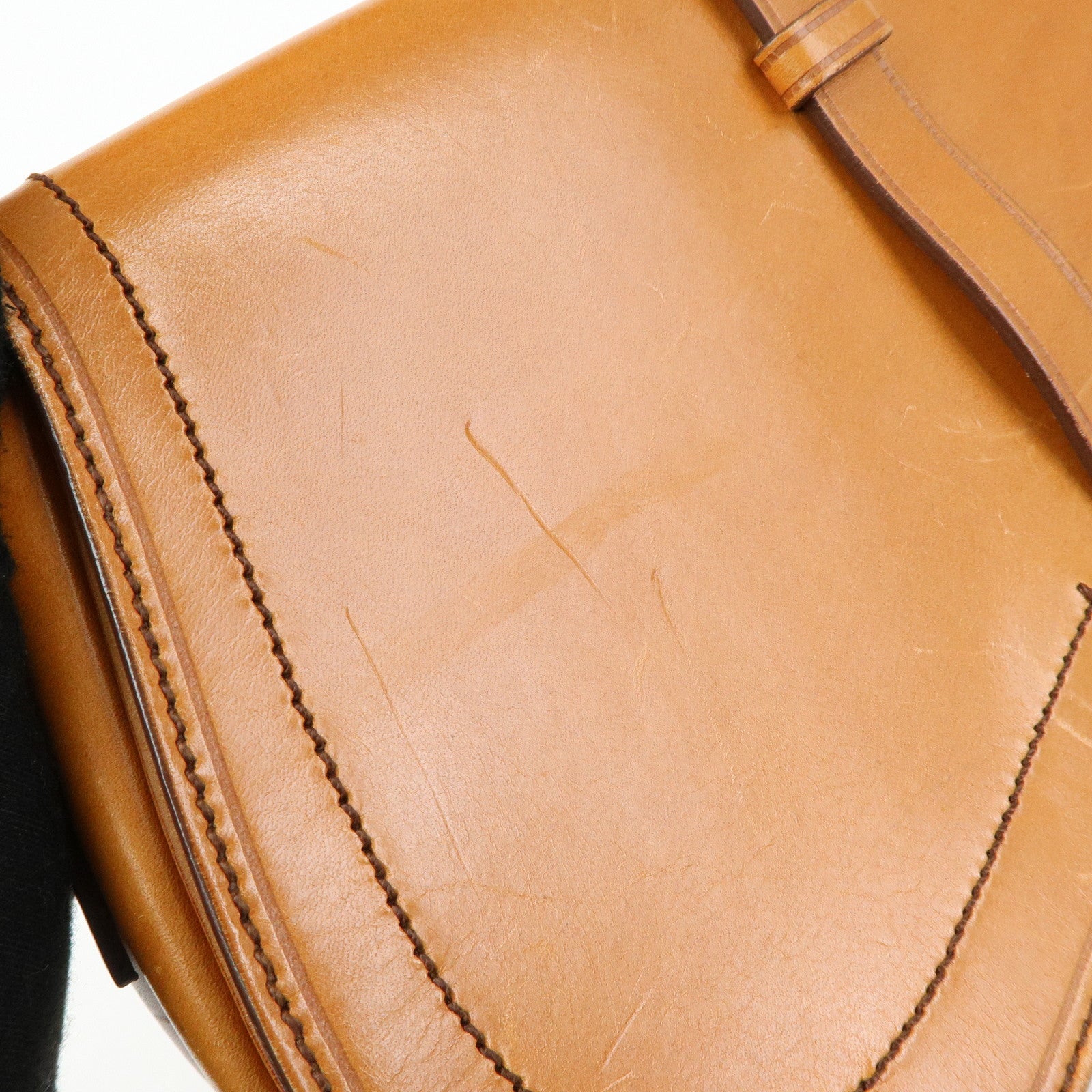 PRADA Logo Leather Shoulder Bag Hand Bag Brown