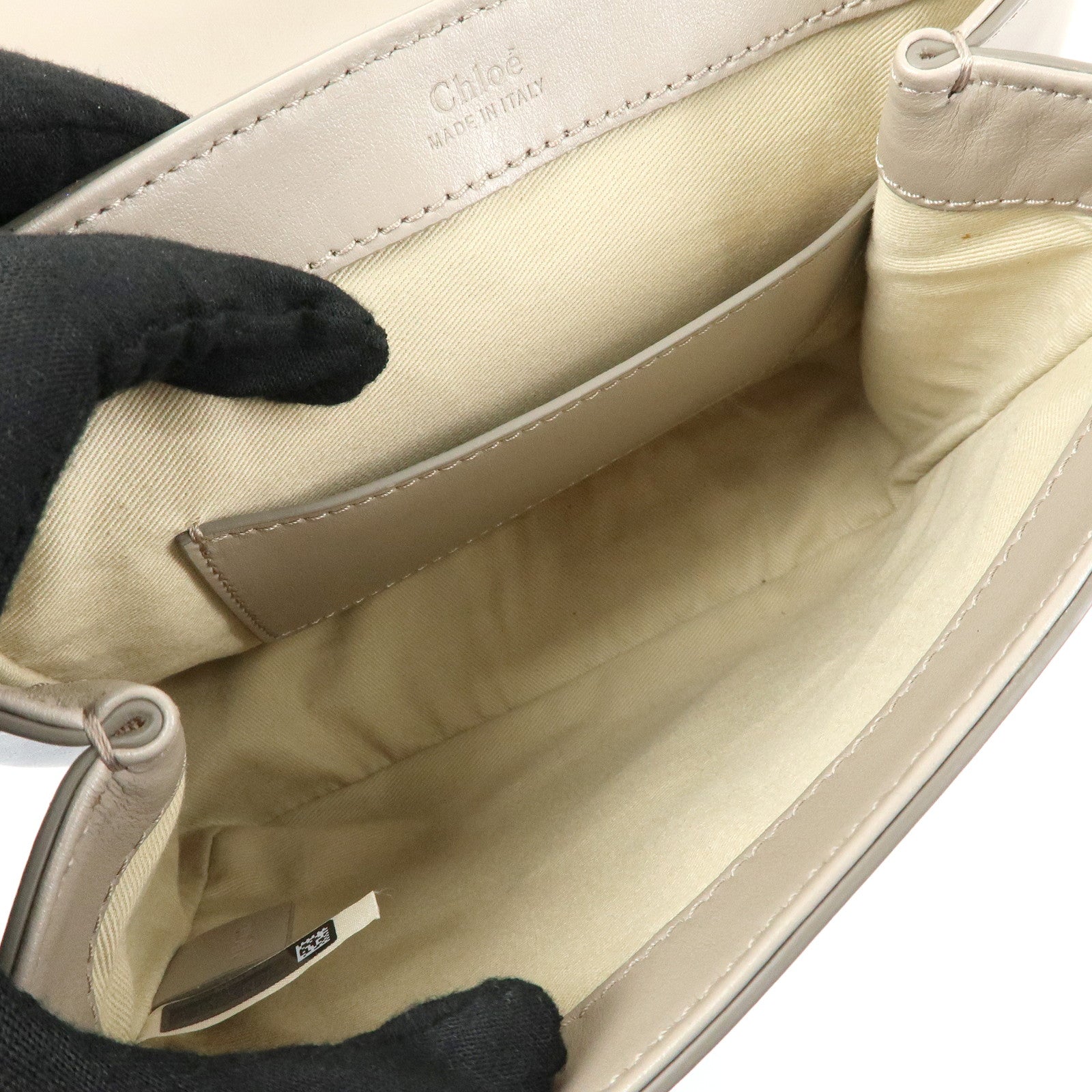 Chloe Chloe C Leather Suede 2Way Hand Bag Shoulder Bag Greige