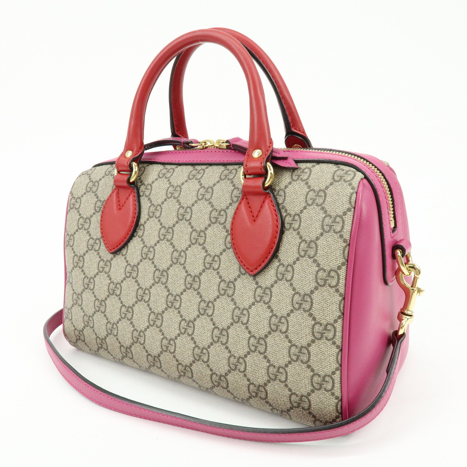GUCCI GG Supreme Leather 2WAY Shoulder Bag Beige Red Pink 409529
