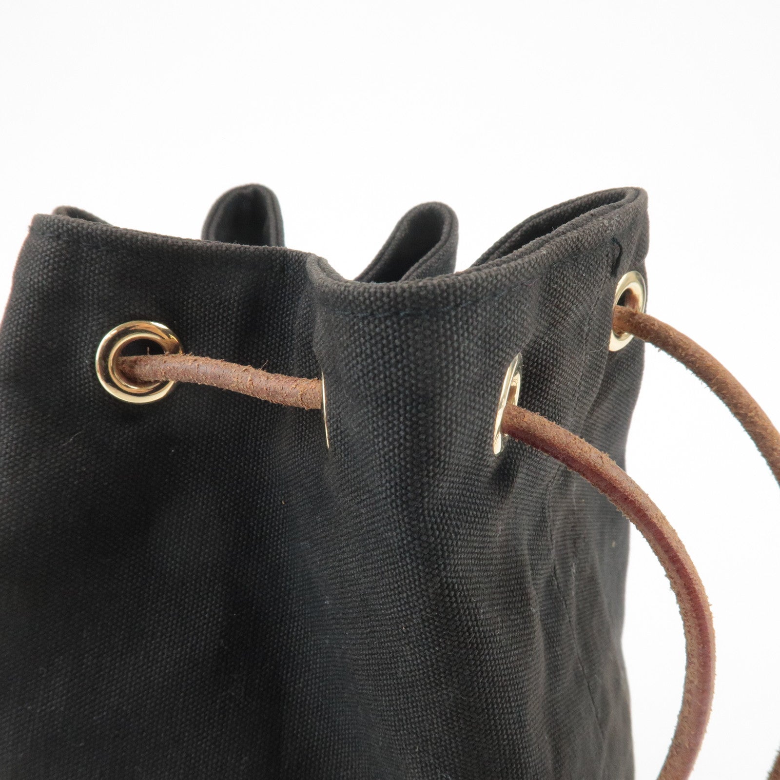 HERMES Canvas Leather Porochon Mimil PM Shoulder Bag Brown Used