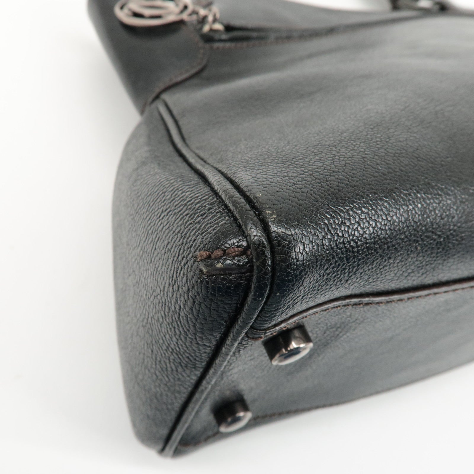 Cartier Must Line Leather Marcello Hand Bag Black Used