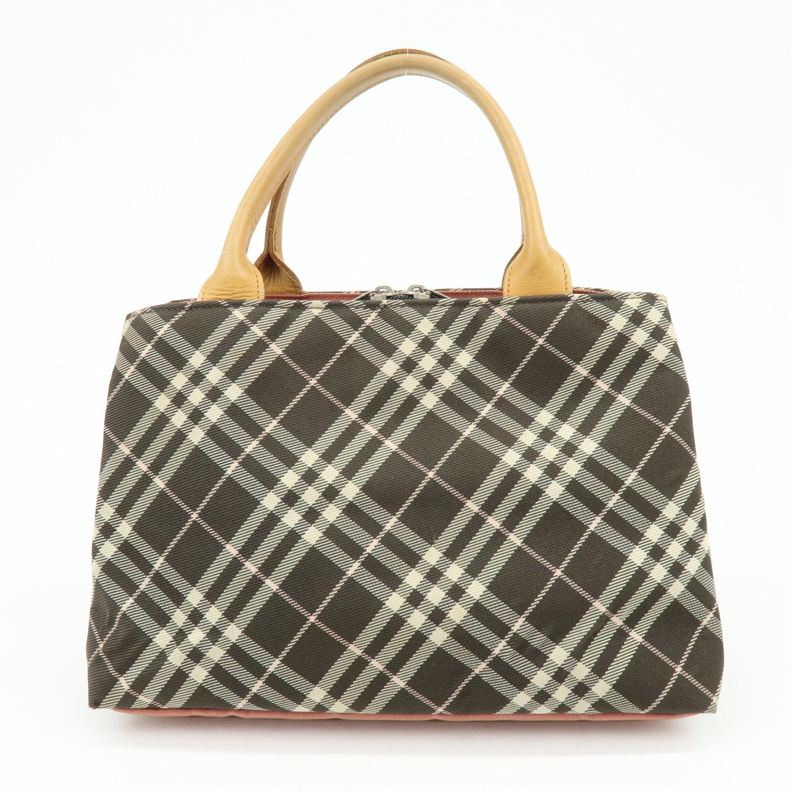 BURBERRY Blue Label Nylon Leather Tote Bag Hand Bag Brown