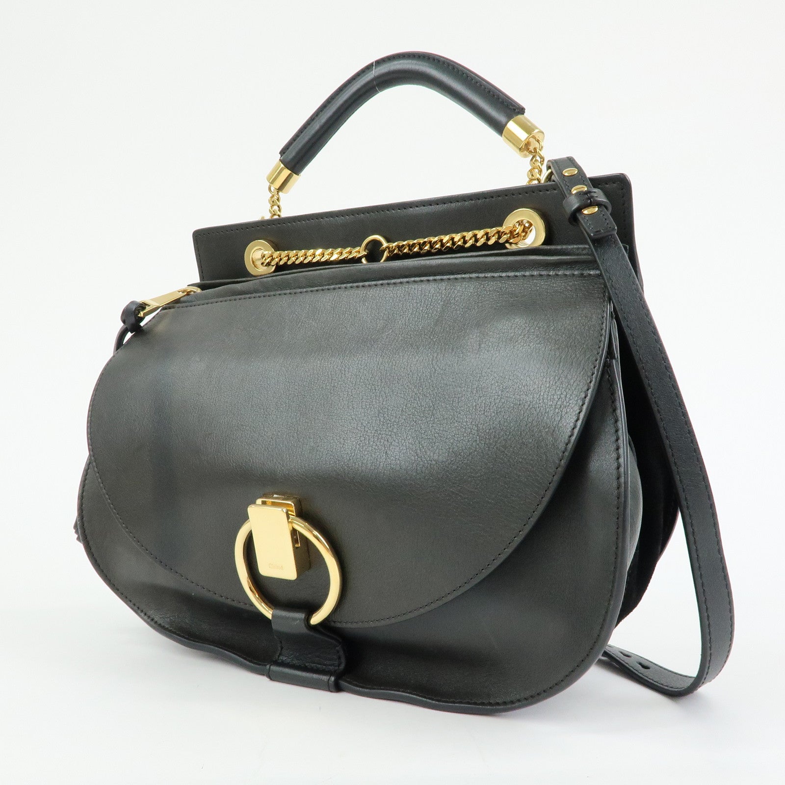 Chloe Goldie Leather 2Way Bag Shoulder Bag Hand Bag Black