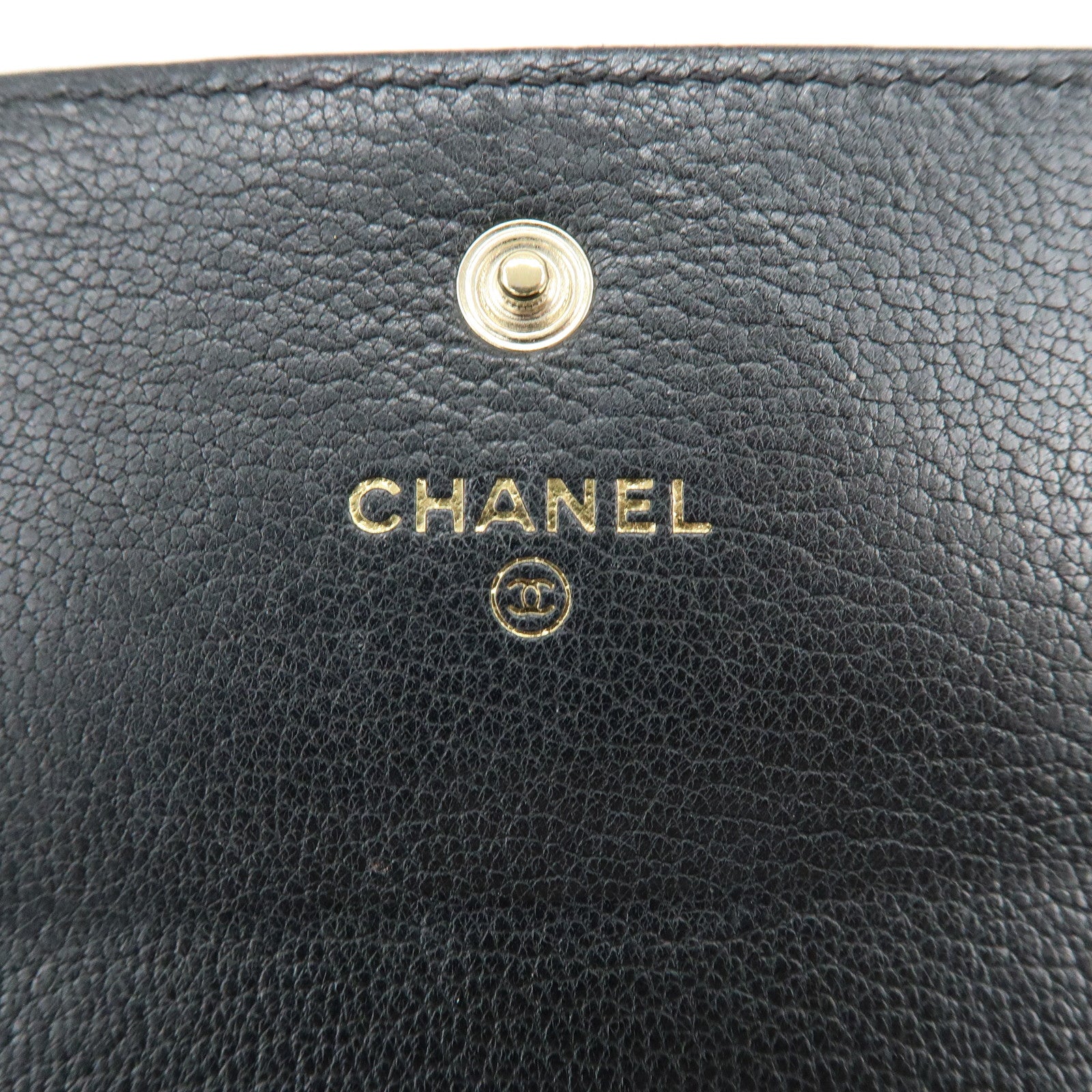 CHANEL COCO Mark Leather Flap Bi-Fold Long Wallet Black